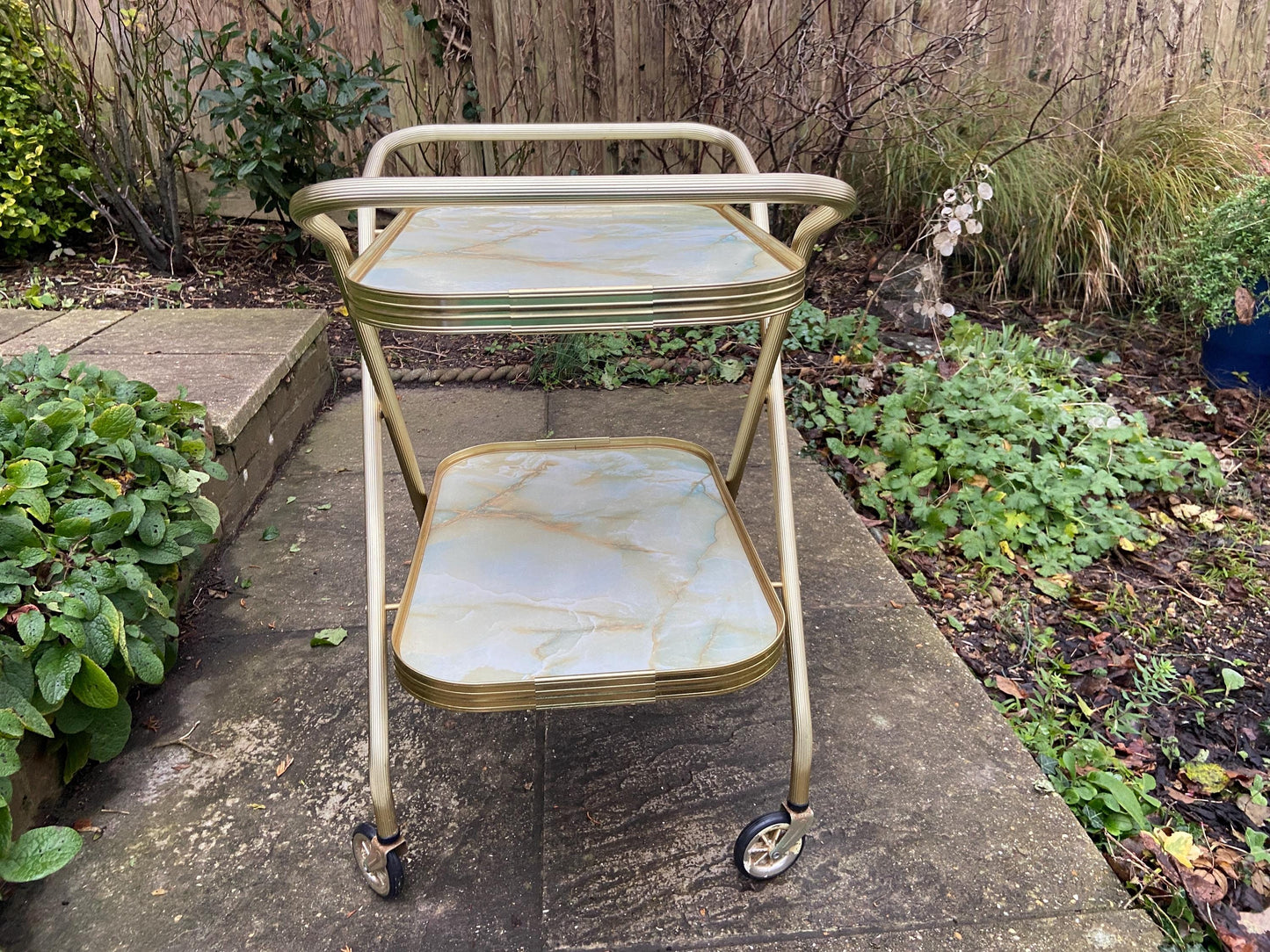 Fantastic folding retro 1970s drinks trolley, cake trolley, cocktail trolley, party trolley