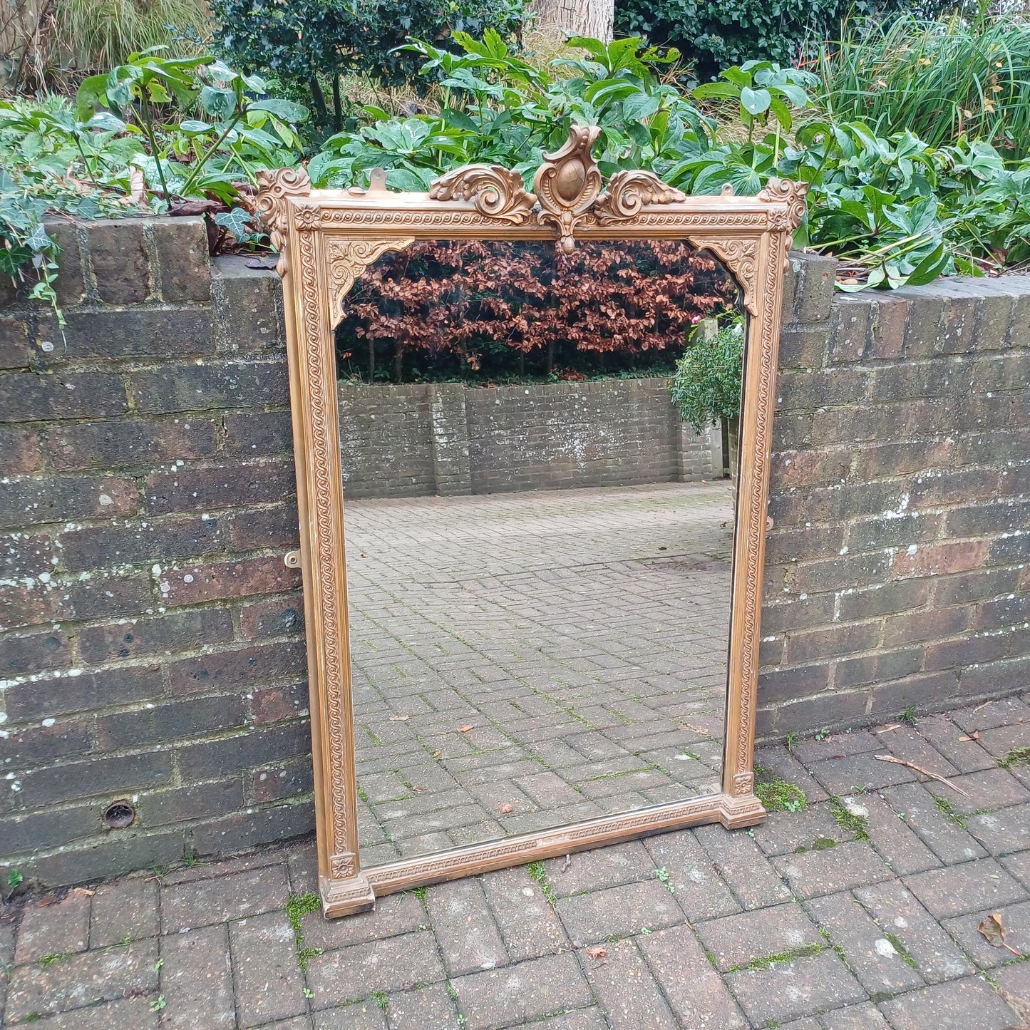 Huge Vintage Antique Victorian Wall Over Mantel Mirror Ornate Decorations
