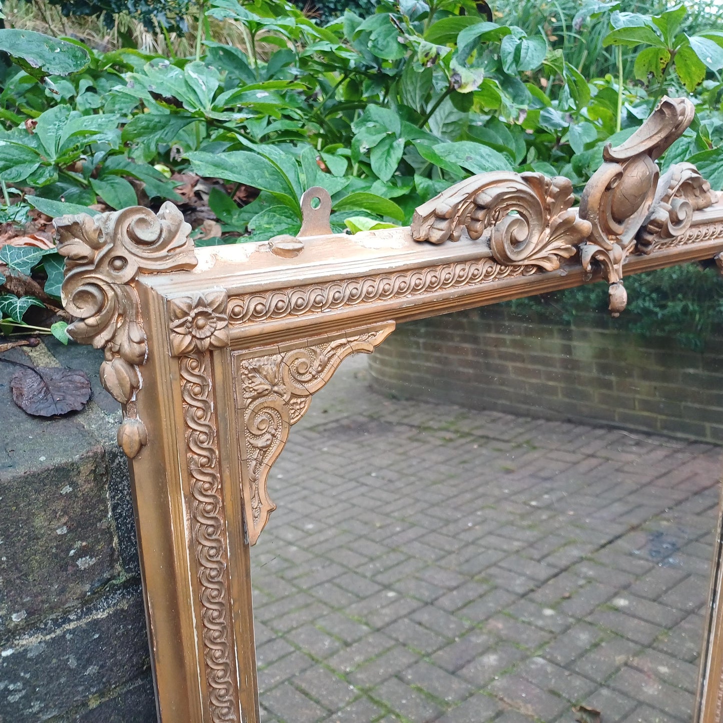 Huge Vintage Antique Victorian Wall Over Mantel Mirror Ornate Decorations