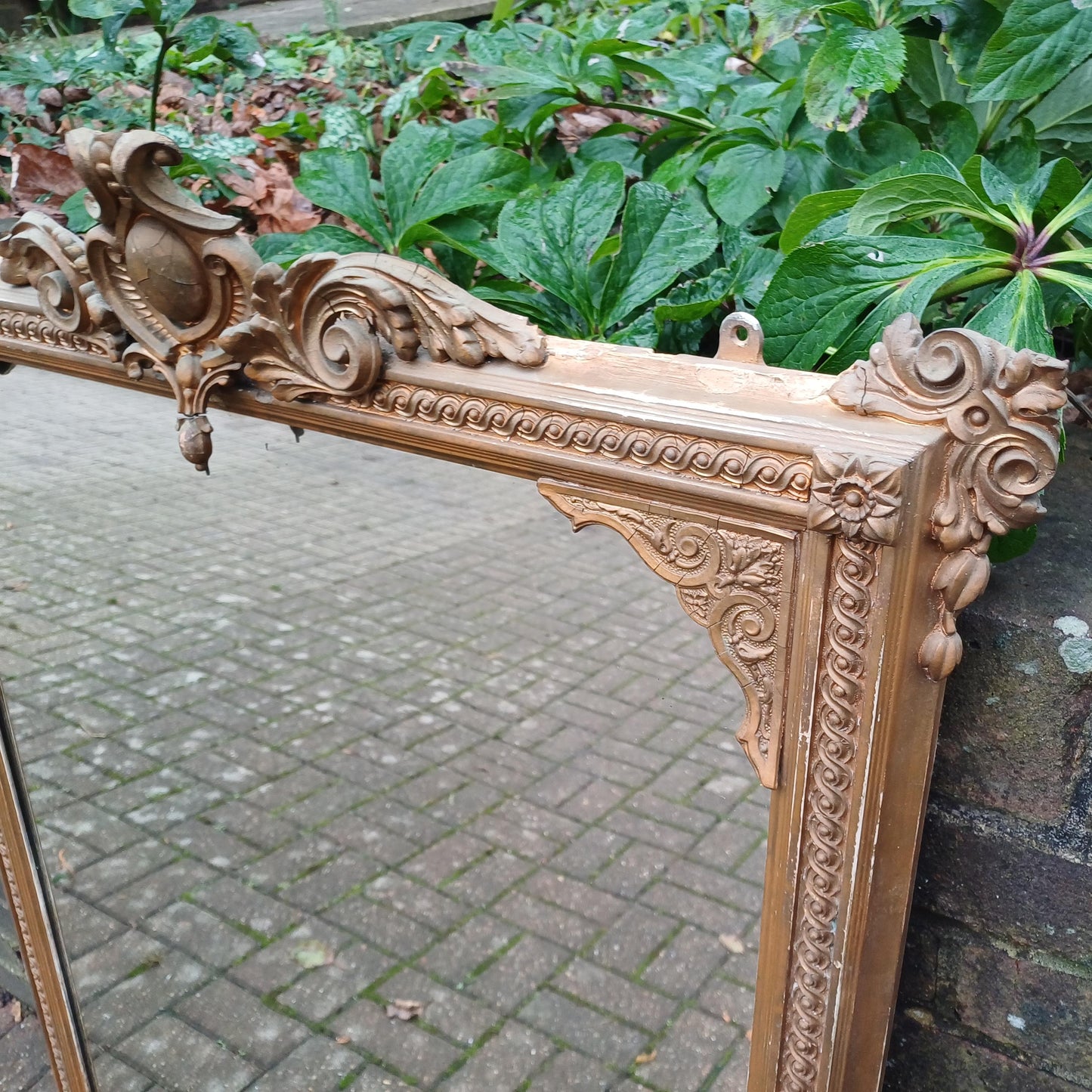 Huge Vintage Antique Victorian Wall Over Mantel Mirror Ornate Decorations