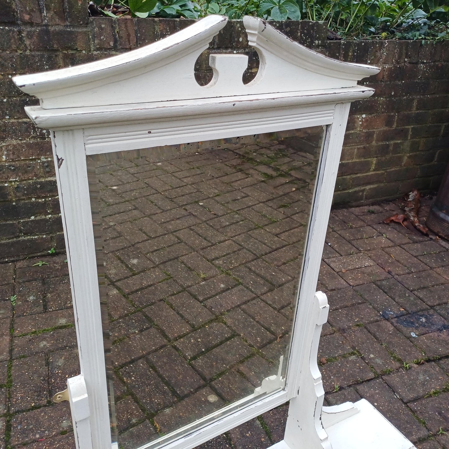 Superb Large Victorian Vintage Painted Walnut Decorative Mirror with Shelf. FREE HAND Delivery.
