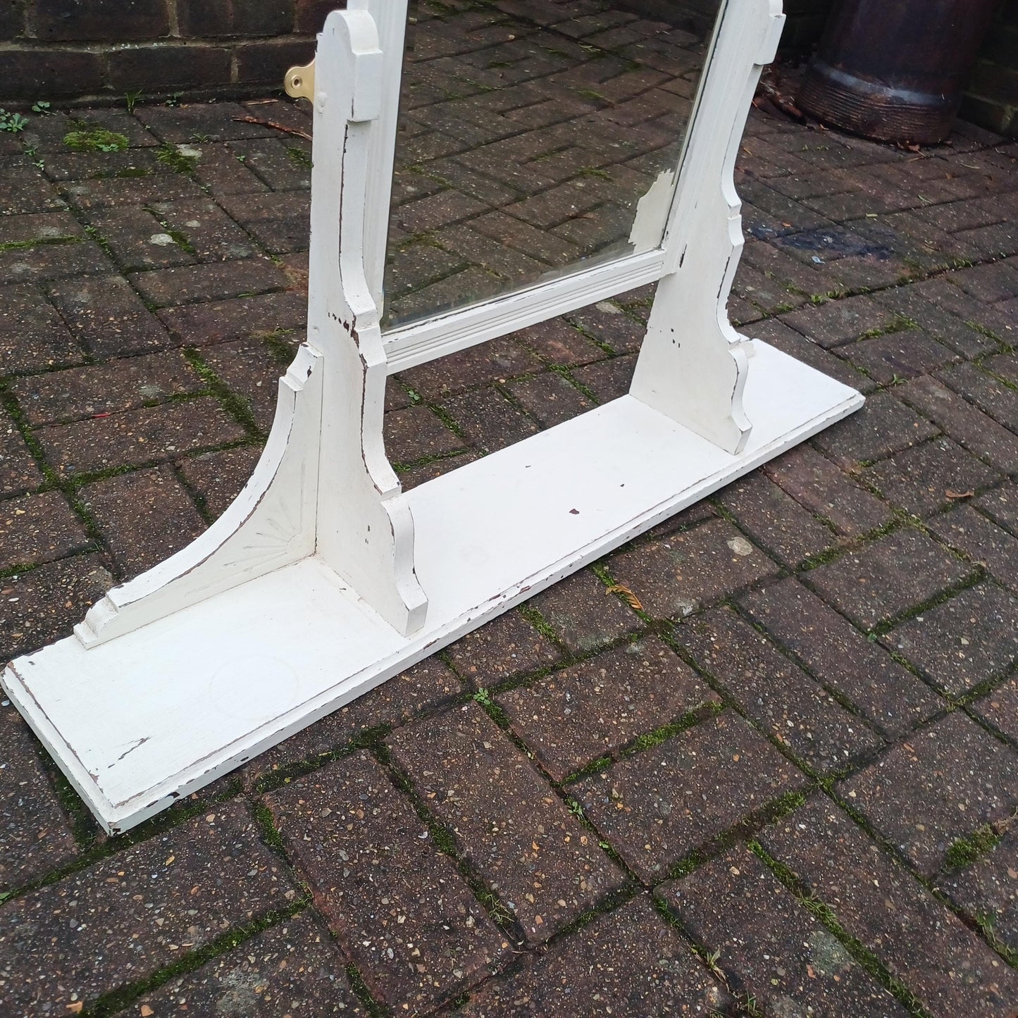 Superb Large Victorian Vintage Painted Walnut Decorative Mirror with Shelf. FREE HAND Delivery.