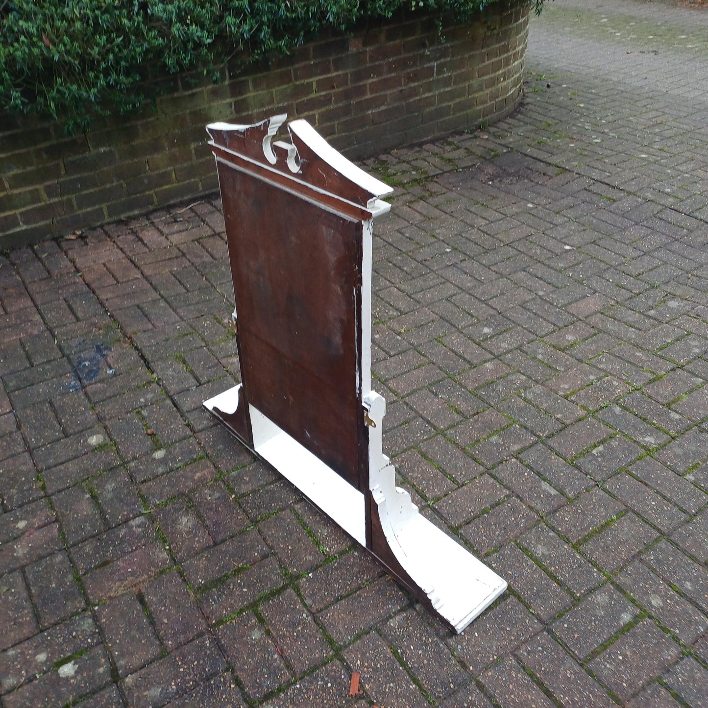 Superb Large Victorian Vintage Painted Walnut Decorative Mirror with Shelf. FREE HAND Delivery.