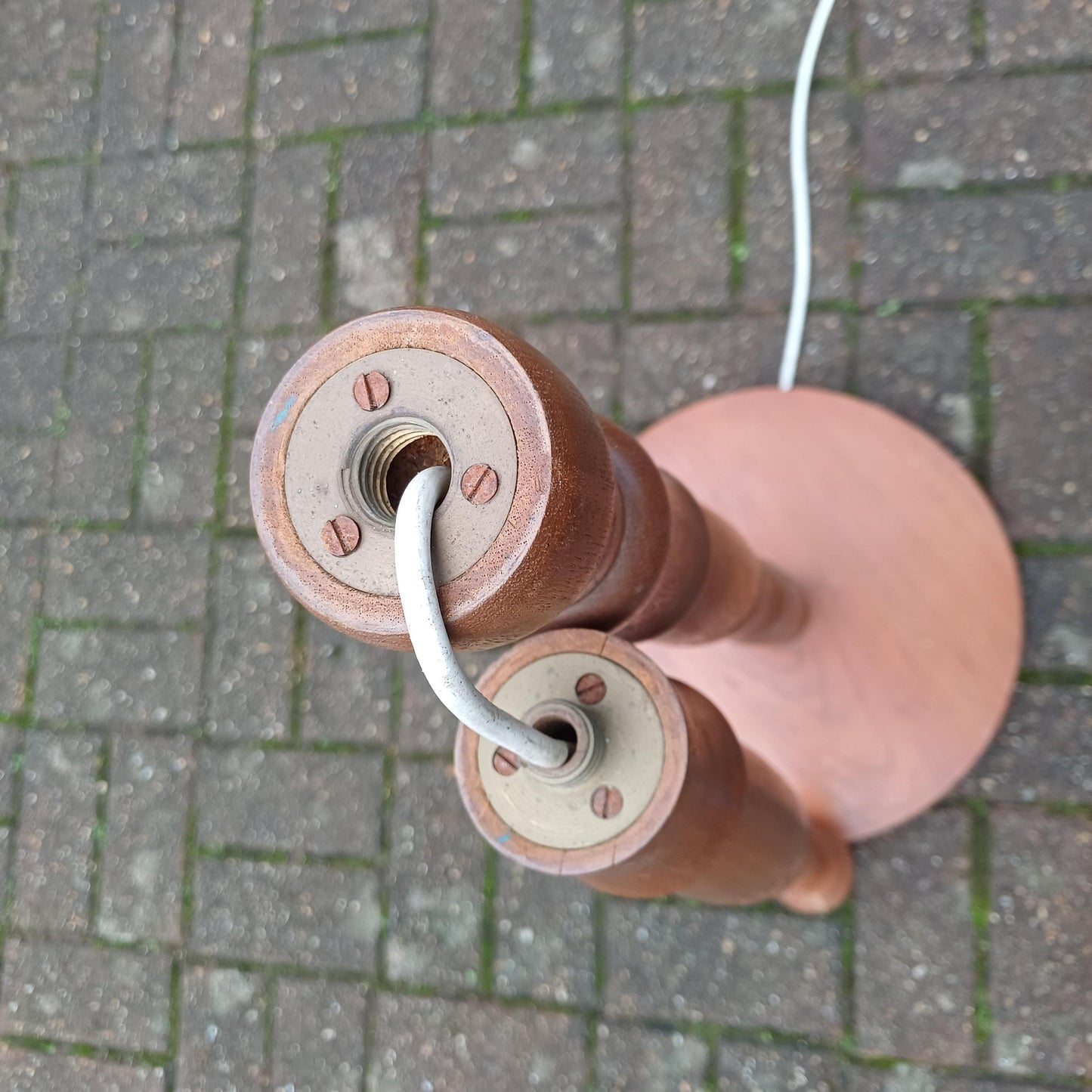 Vintage 60’s Teak Standard Lamp Fantastic Spiral Carved Decoration.