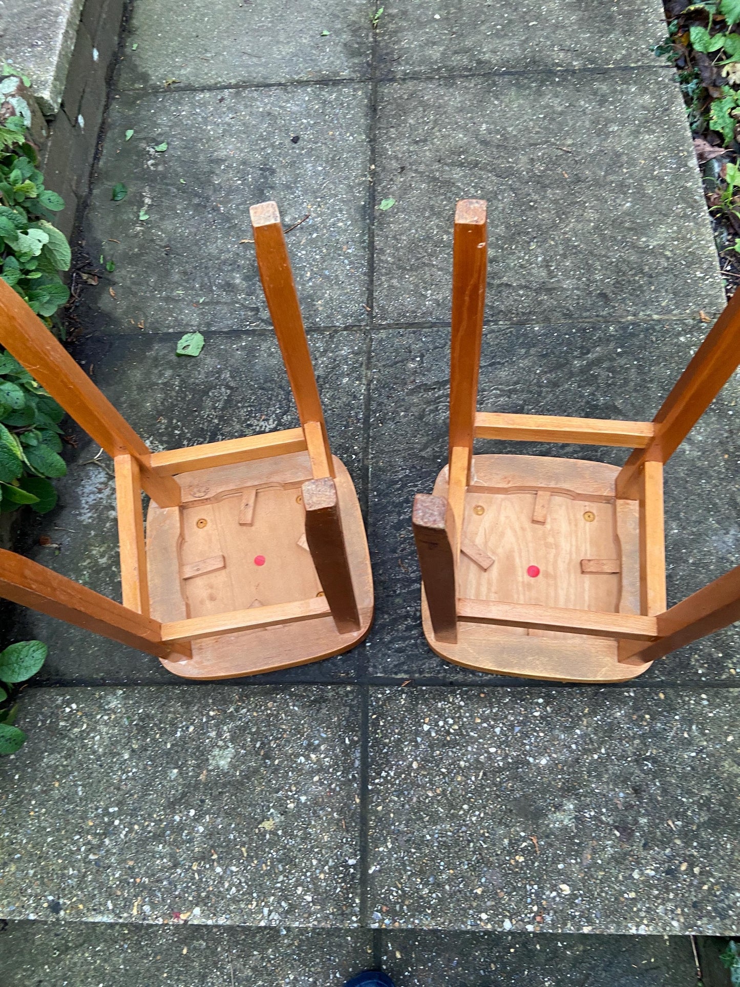 Pair Red Vintage Kitchen Stools - Made in Romania, Eastern European