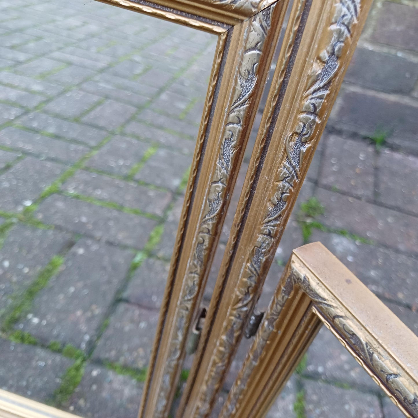 Classic Vintage Retro 70s Gold Gilt Triple Dressing Table Mirror Adjustable