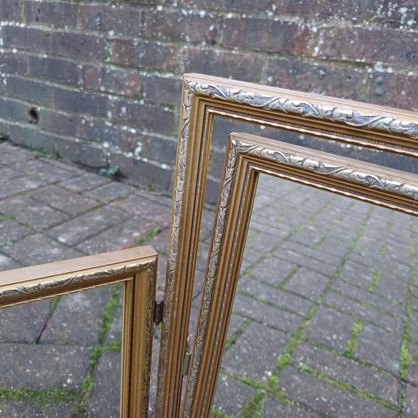 Classic Vintage Retro 70s Gold Gilt Triple Dressing Table Mirror Adjustable