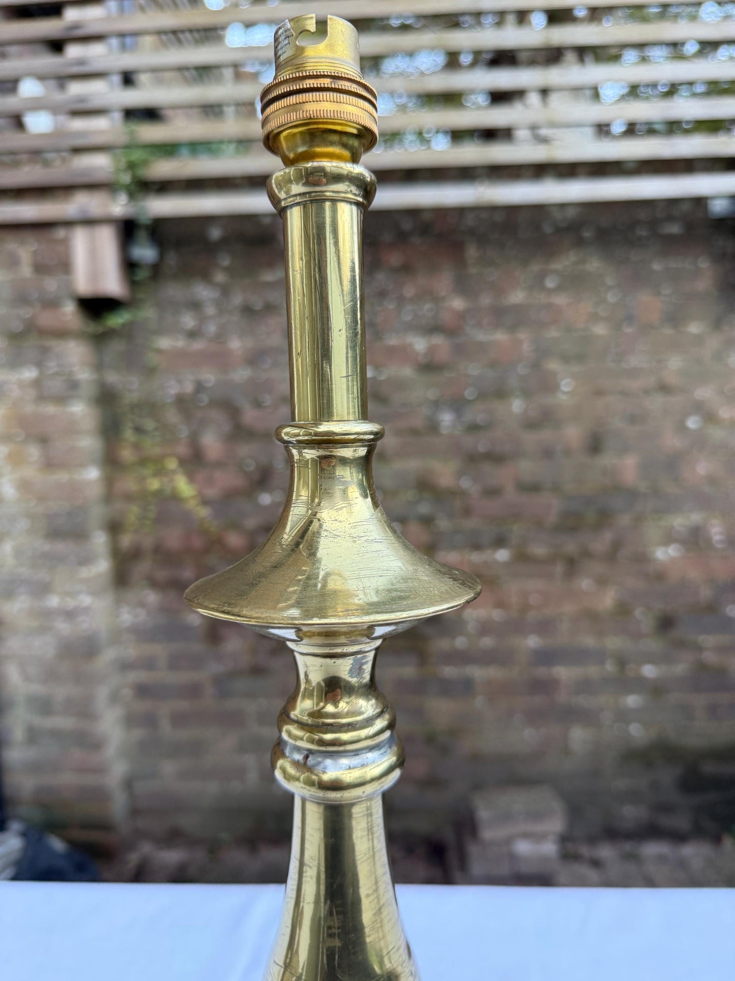 Unusual Retro Brass and Metal Tall Table Lamp - working condition, 47cm tall