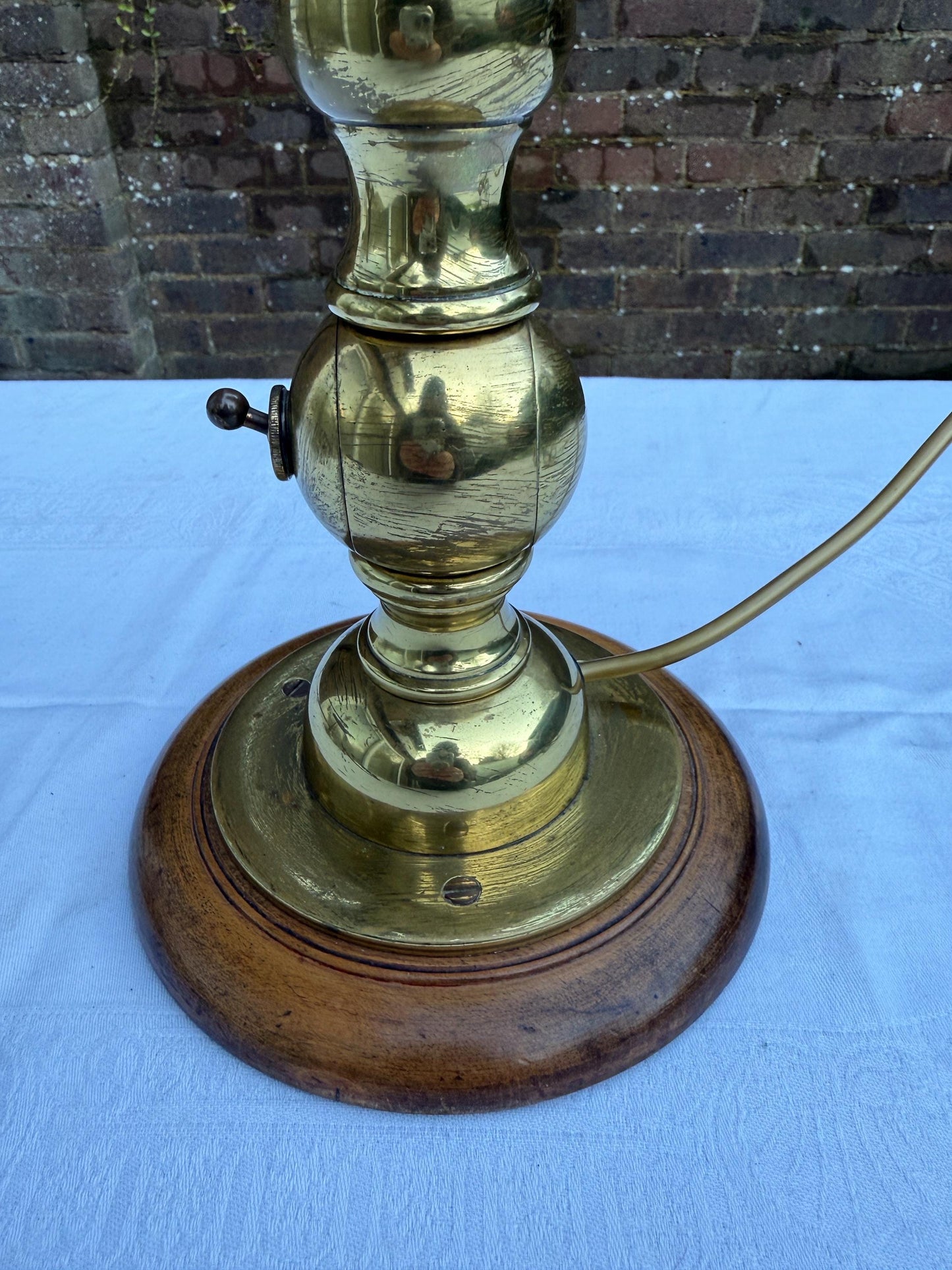 Unusual Retro Brass and Metal Tall Table Lamp - working condition, 47cm tall