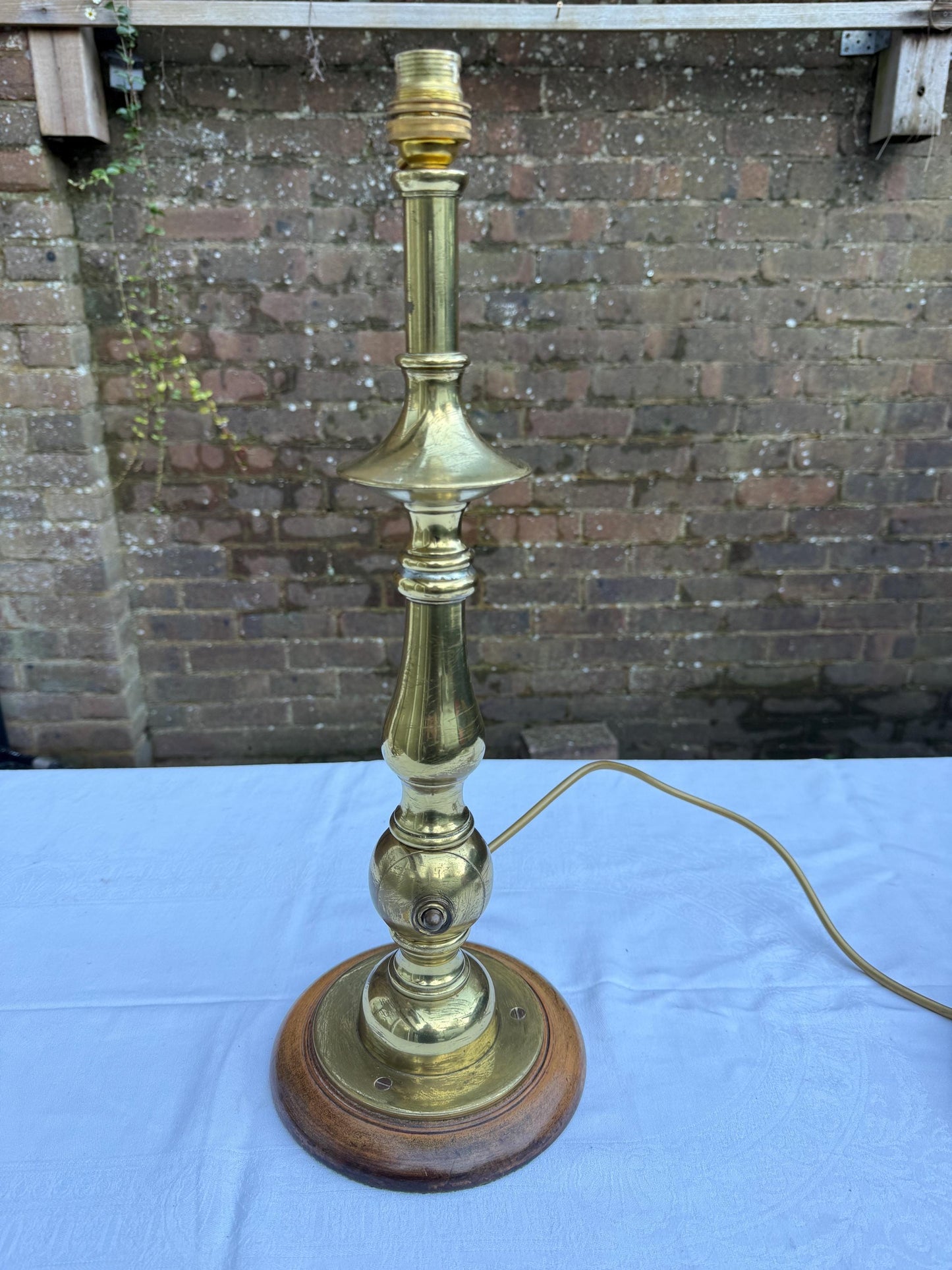 Unusual Retro Brass and Metal Tall Table Lamp - working condition, 47cm tall