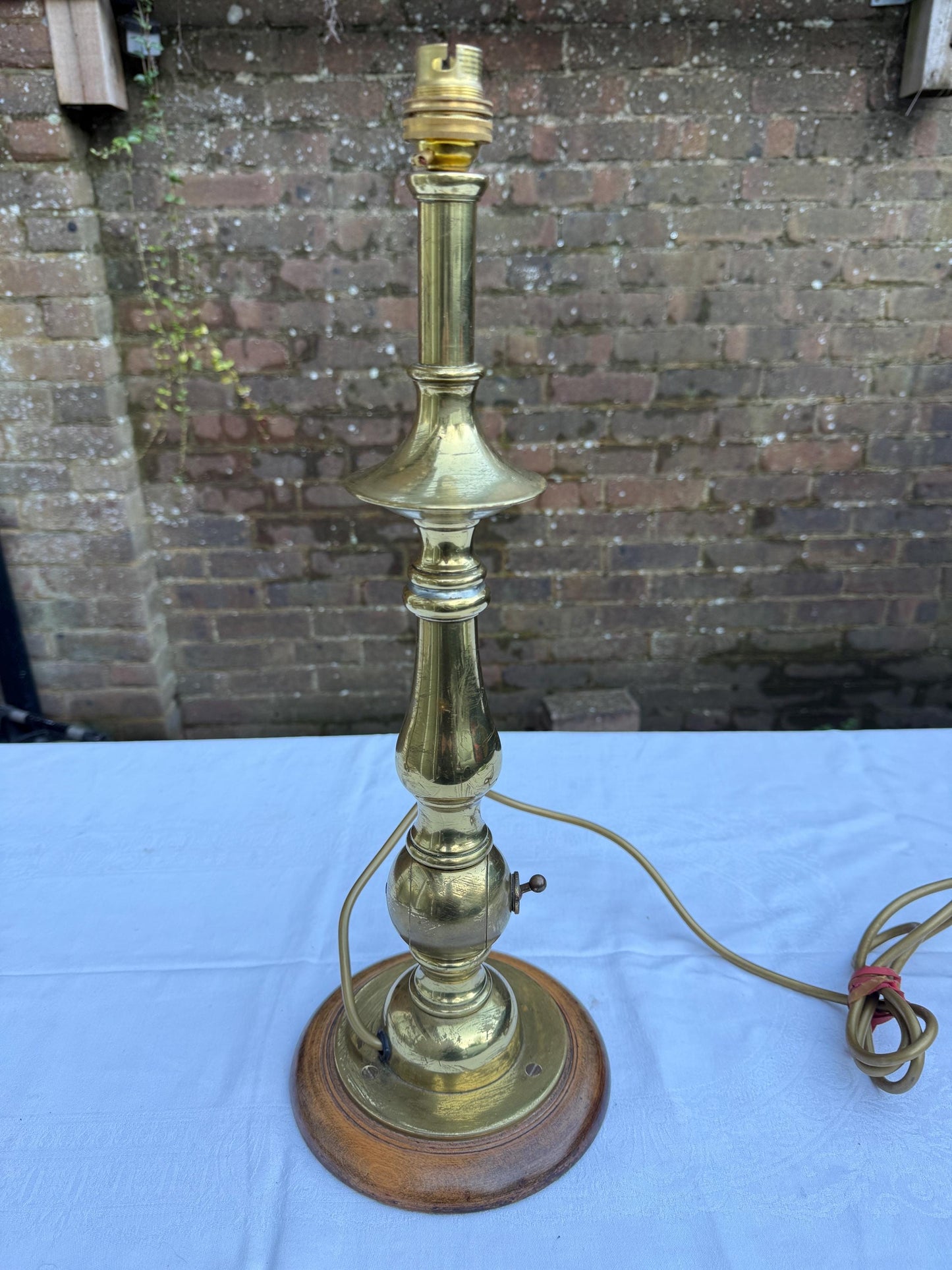 Unusual Retro Brass and Metal Tall Table Lamp - working condition, 47cm tall