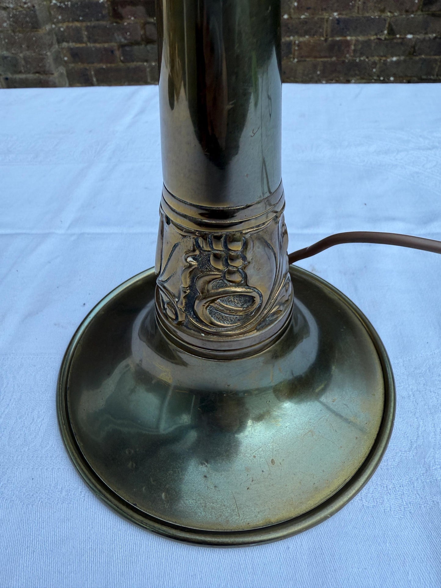 Art nouveau metal vintage table lamp - 49cm tall