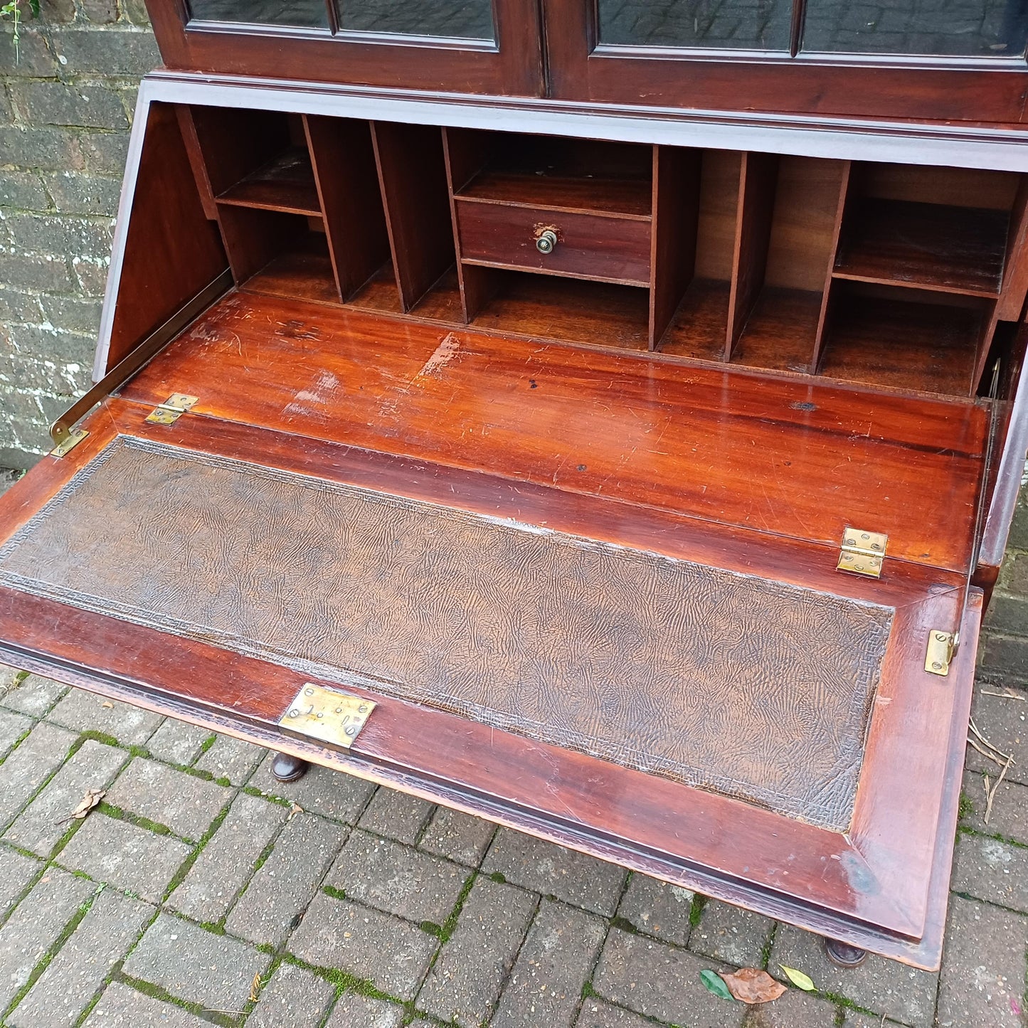 Large Early 20th Century Mahogany Bureau Bookcase Chest of Drawers Desk Glazed Cupboard FREE HAND Delivery