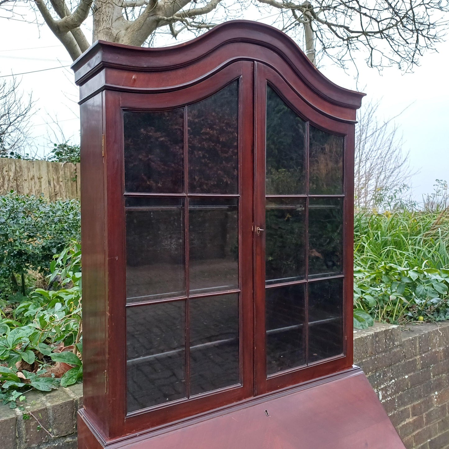 Large Early 20th Century Mahogany Bureau Bookcase Chest of Drawers Desk Glazed Cupboard FREE HAND Delivery