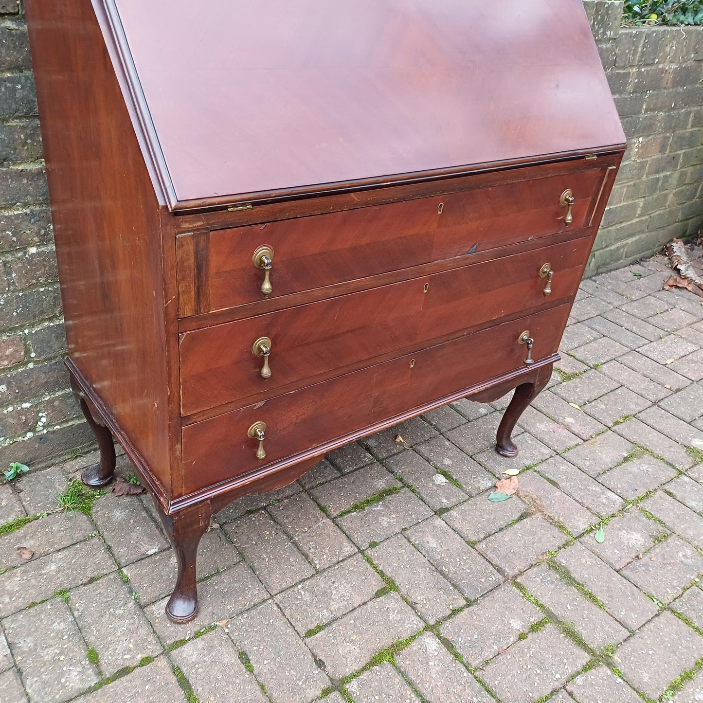 Large Early 20th Century Mahogany Bureau Bookcase Chest of Drawers Desk Glazed Cupboard FREE HAND Delivery