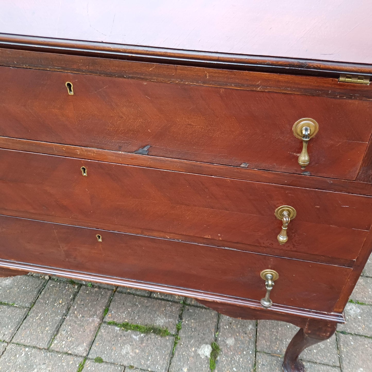 Large Early 20th Century Mahogany Bureau Bookcase Chest of Drawers Desk Glazed Cupboard FREE HAND Delivery