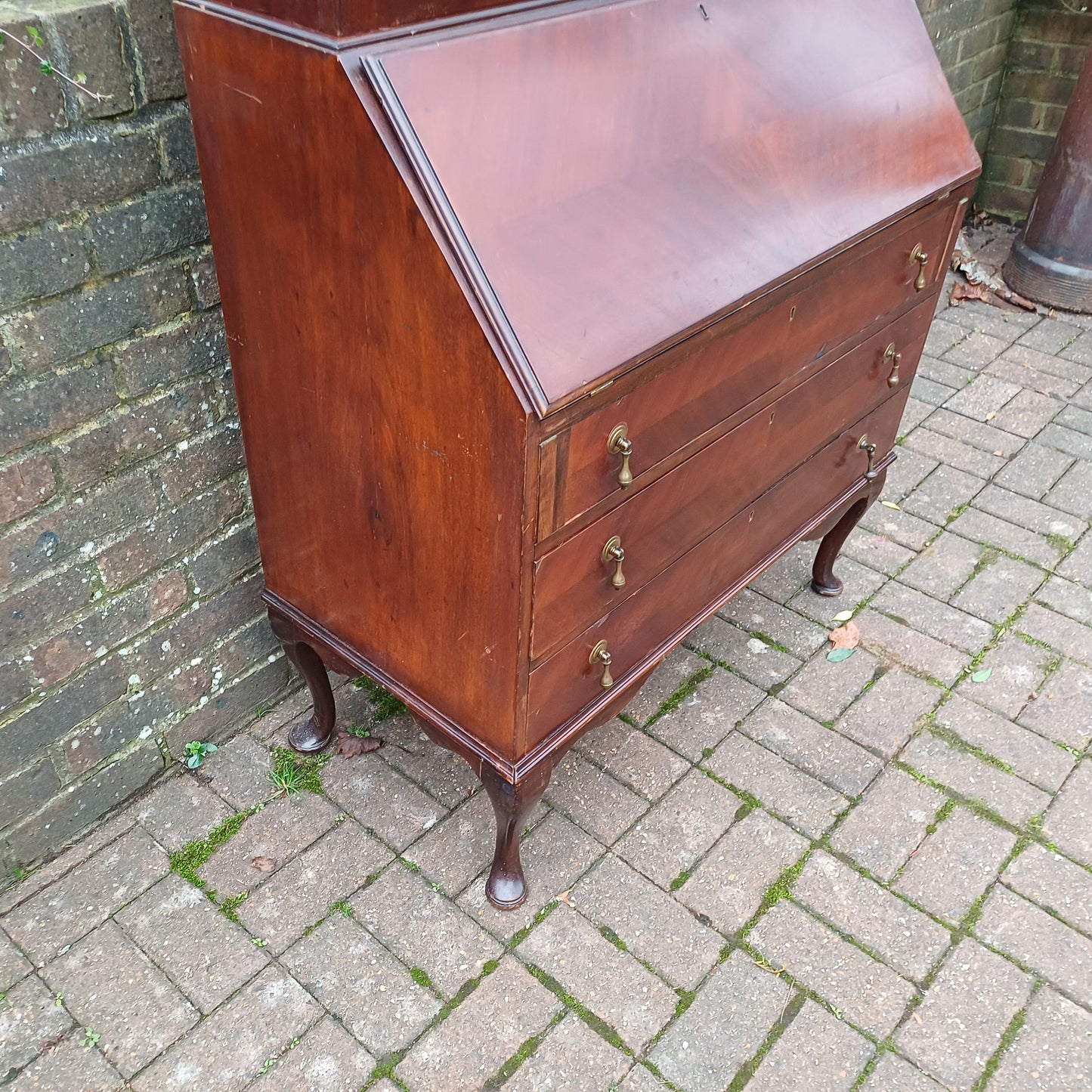 Large Early 20th Century Mahogany Bureau Bookcase Chest of Drawers Desk Glazed Cupboard FREE HAND Delivery