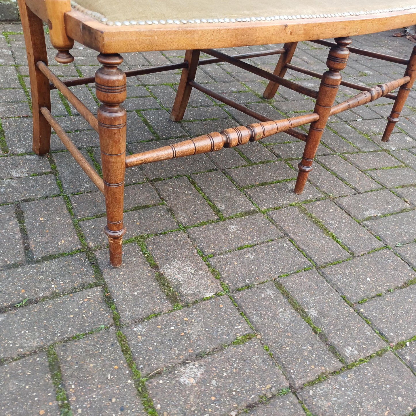 Beautiful Edwardian Mahogany Inlaid and Upholstered Lovers Double Chair Settle FREE HAND Delivery