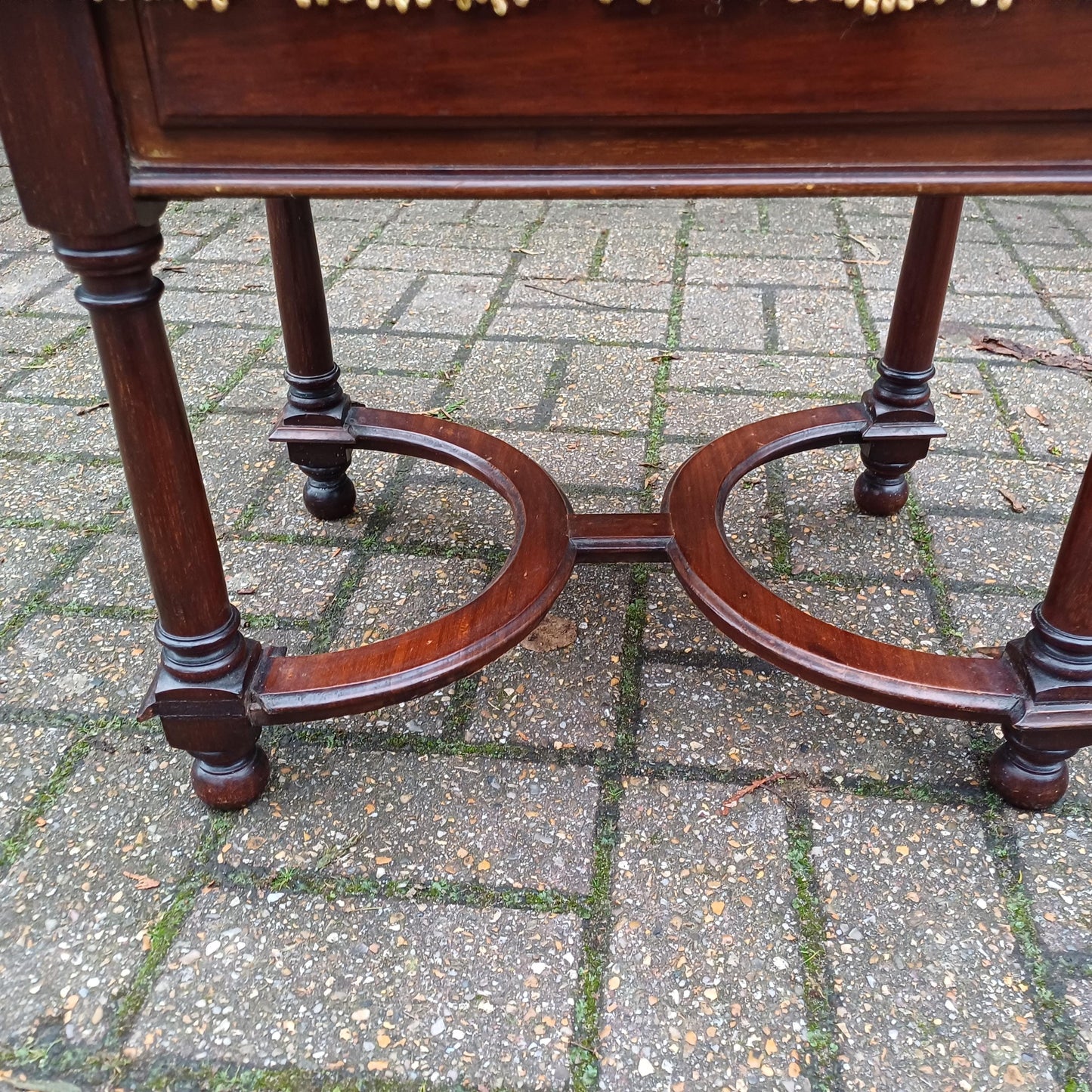 Charming Ornate Vintage Newly Upholstered Decorative Stool. X Stretchers.