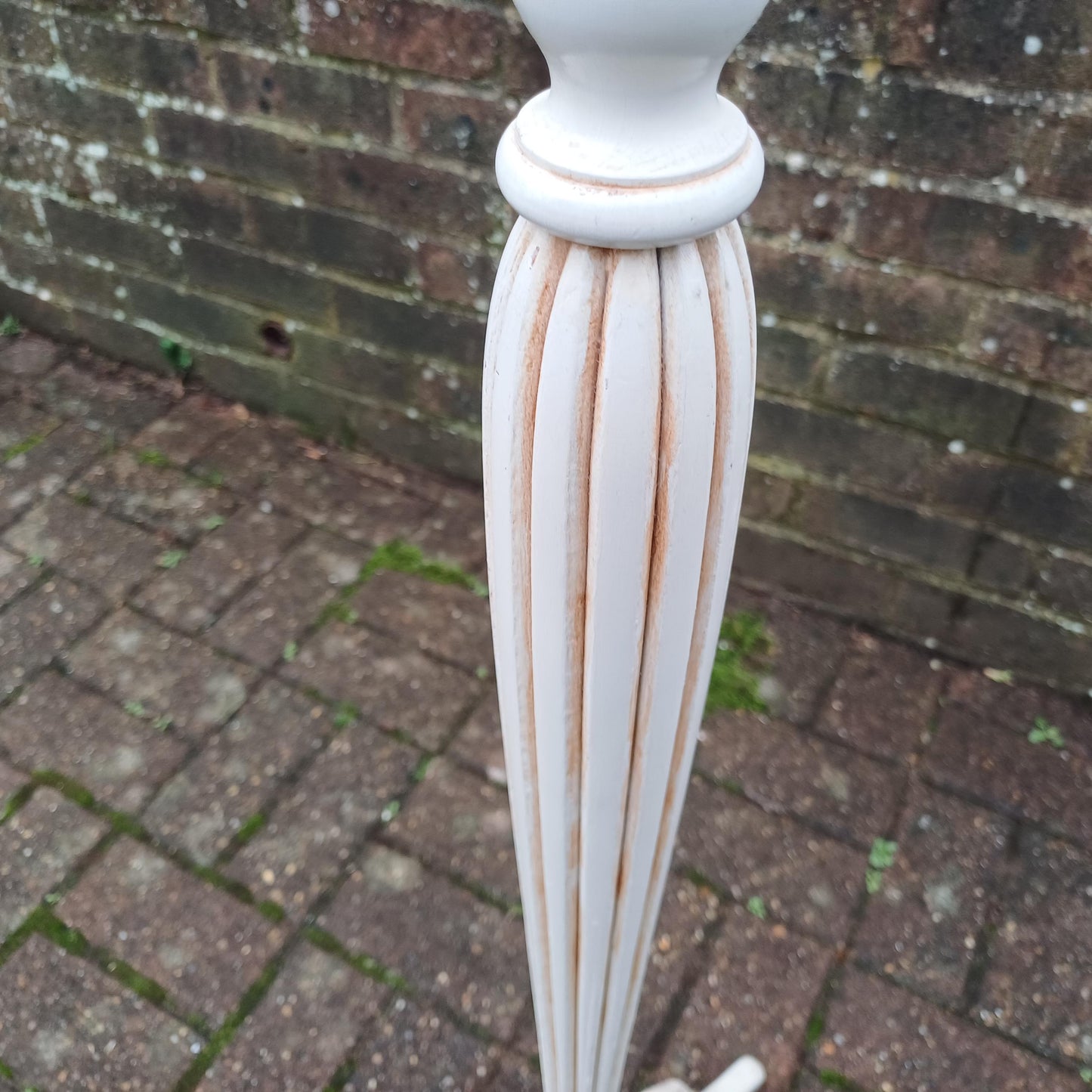 Vintage Painted Three Quarter Height Painted Light Cream Decorative Standard Lamp