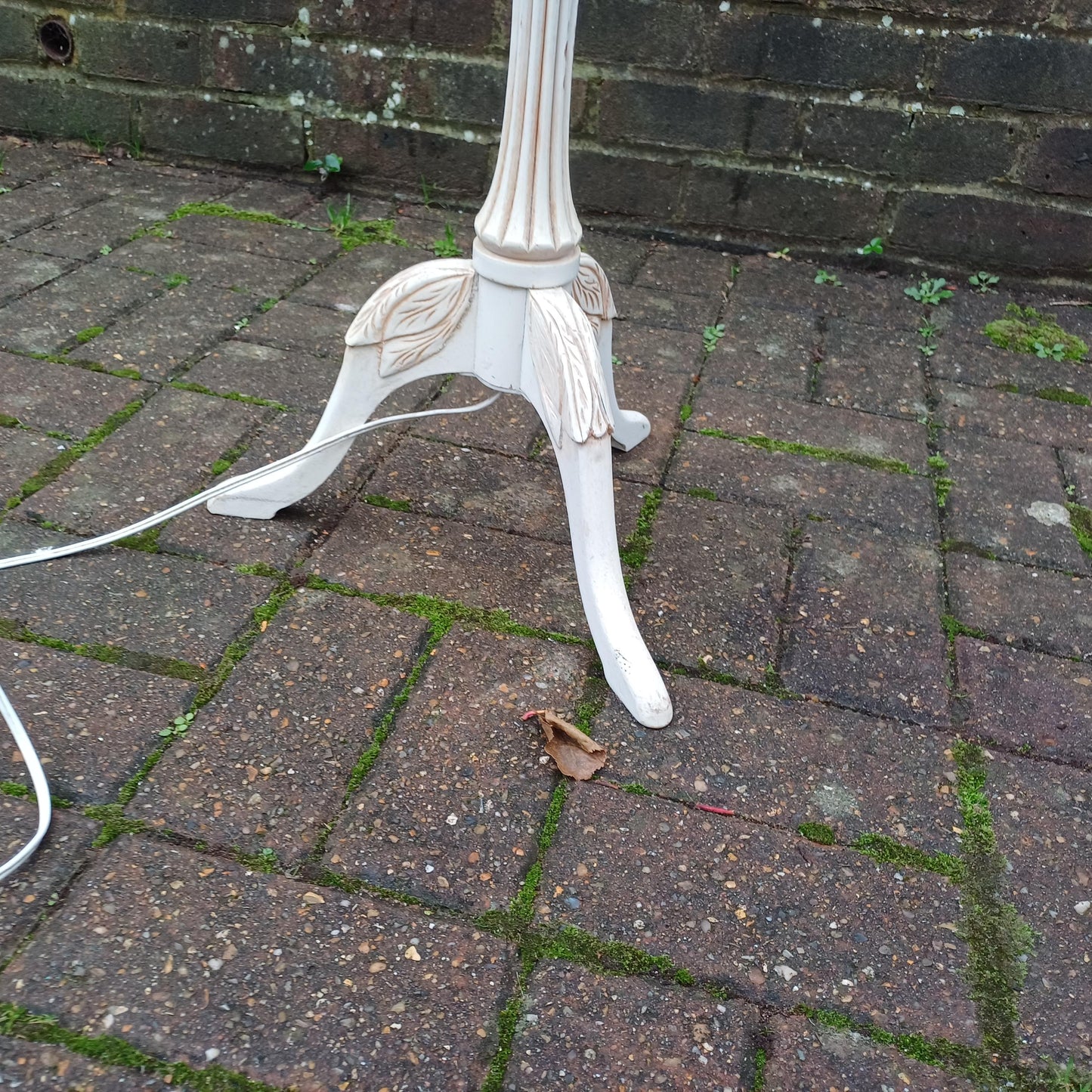 Vintage Painted Three Quarter Height Painted Light Cream Decorative Standard Lamp