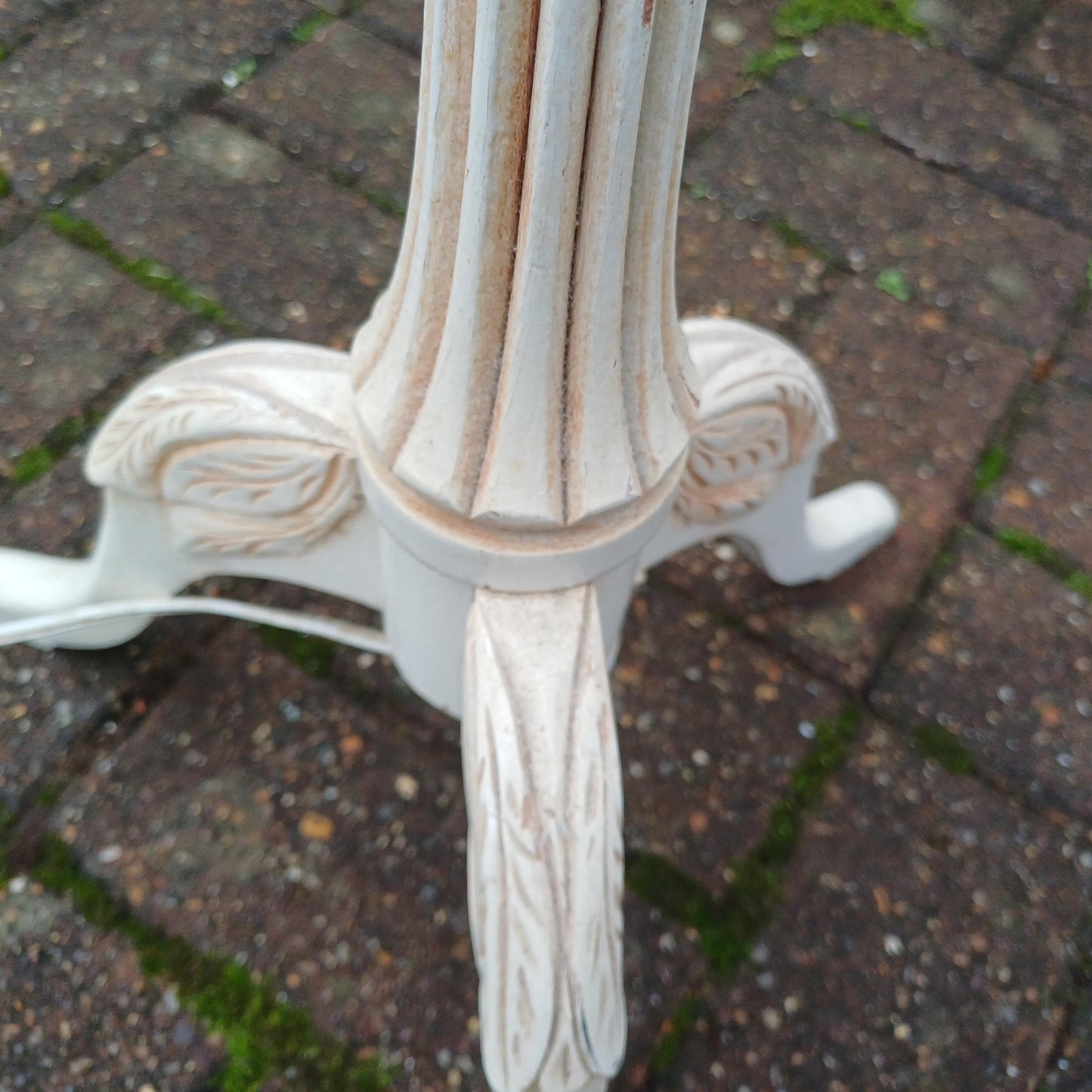 Vintage Painted Three Quarter Height Painted Light Cream Decorative Standard Lamp