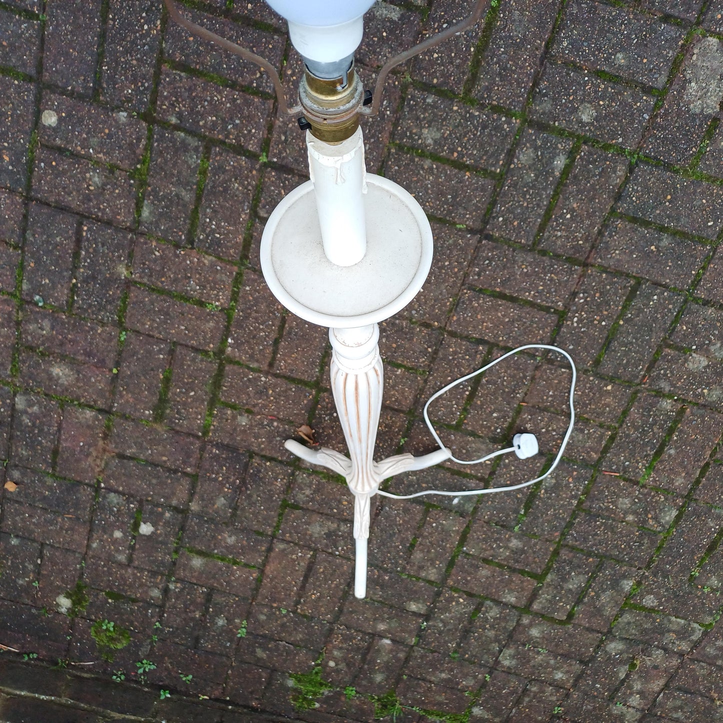 Vintage Painted Three Quarter Height Painted Light Cream Decorative Standard Lamp