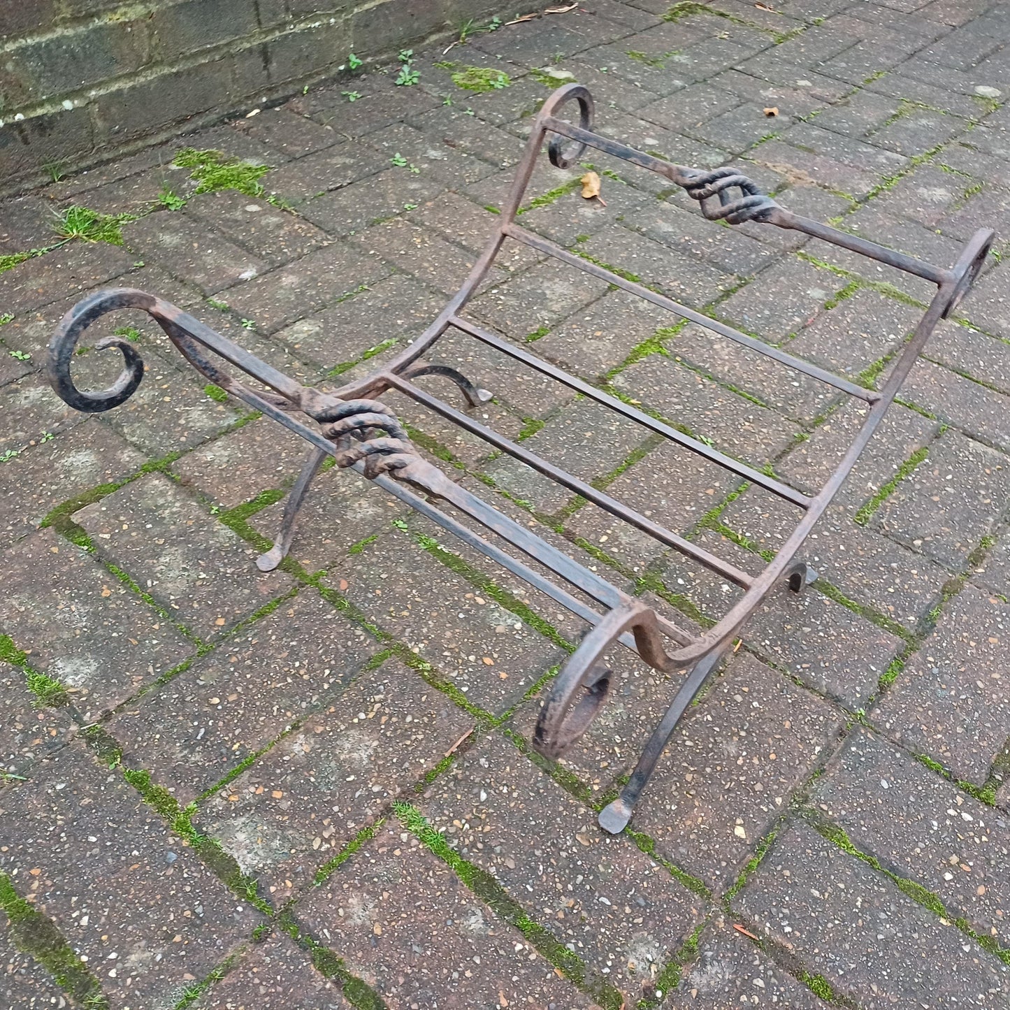 Beautiful Vintage Iron or Steel Metal Fire Basket Delightful Age Worn Finish.