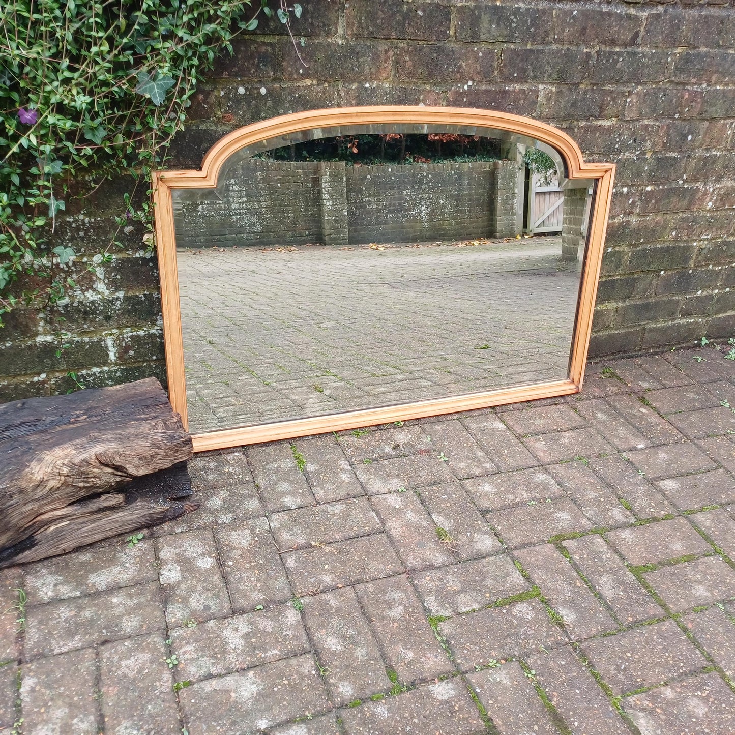 Huge Vintage Early 20th Century Hardwood Over Mantel or Wall Mirror Amazing Bevelled Glass FREE HAND Delivery