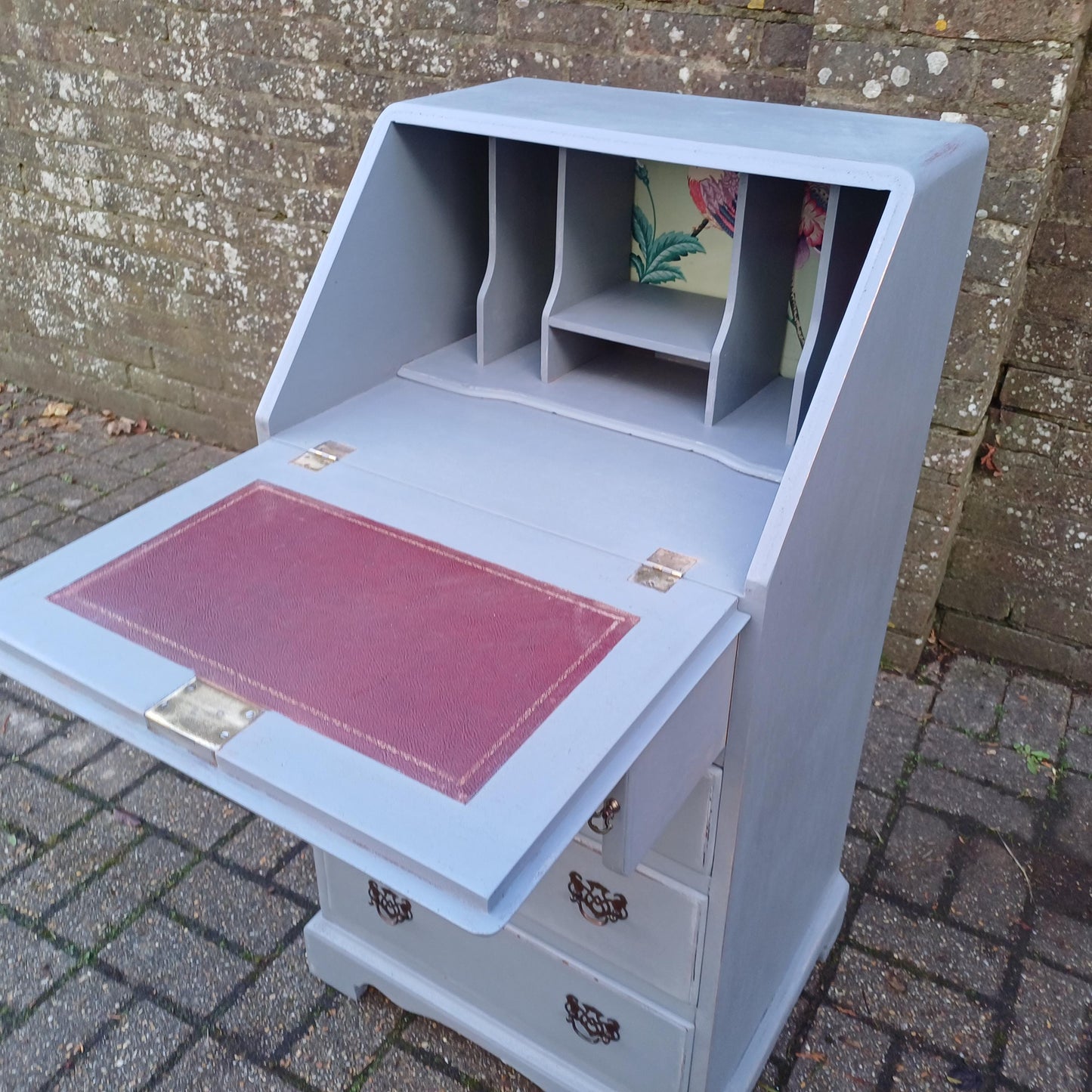 Upcycled Vintage Painted Grey Bureau Desk Chest of Drawers Very Practical Size FREE HAND Delivery