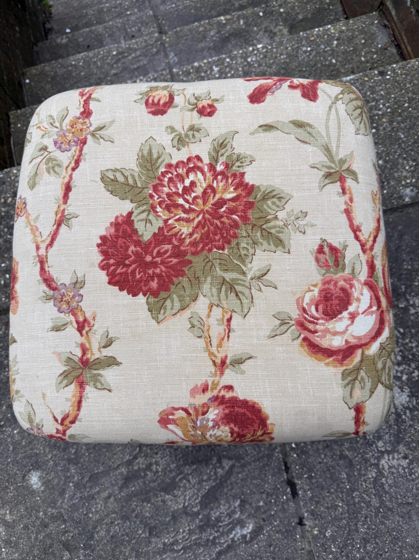 Adjustable Vintage Foot Stool, Gout Stool, Footstool, Upholstered folding stool