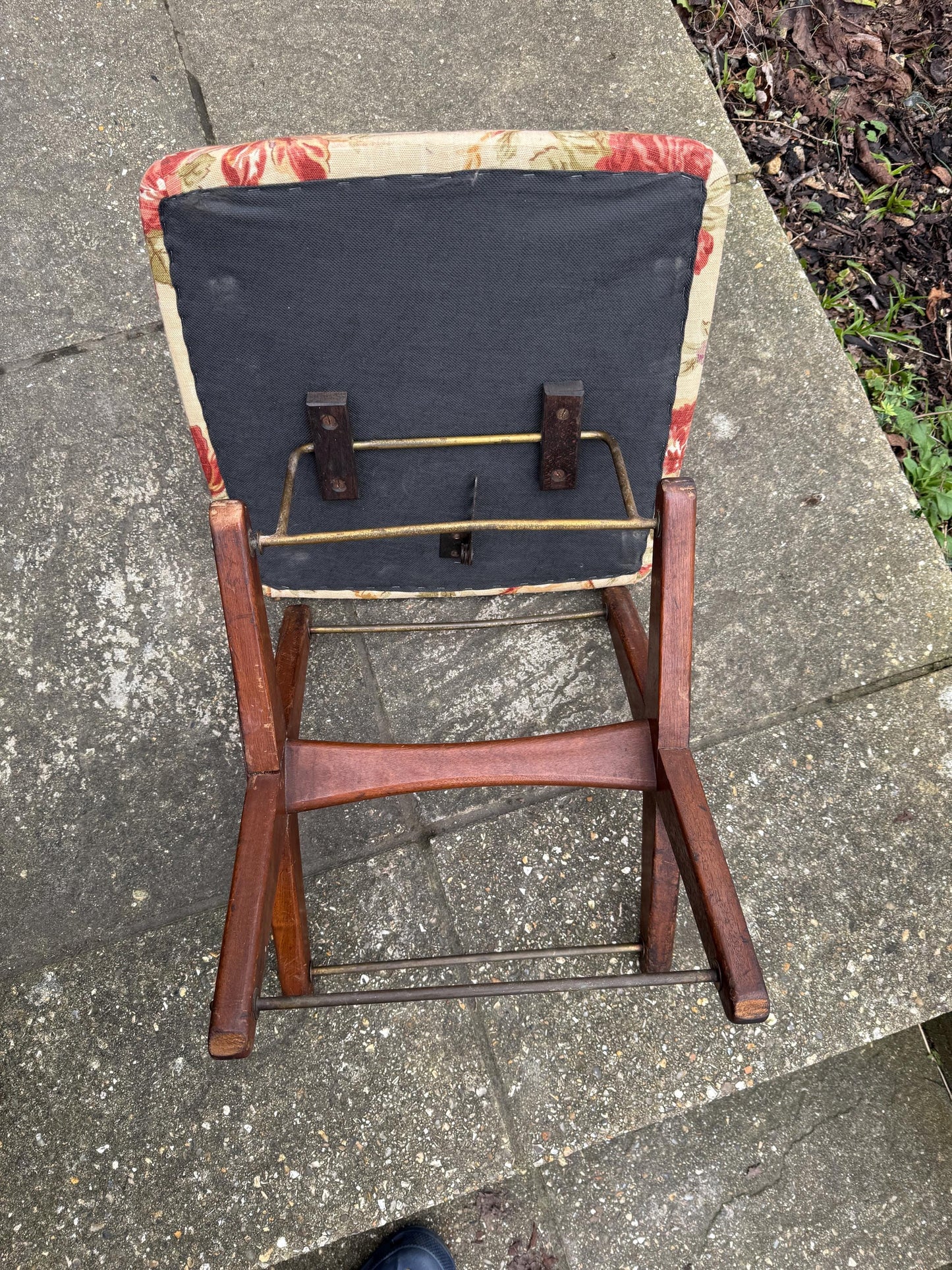 Adjustable Vintage Foot Stool, Gout Stool, Footstool, Upholstered folding stool