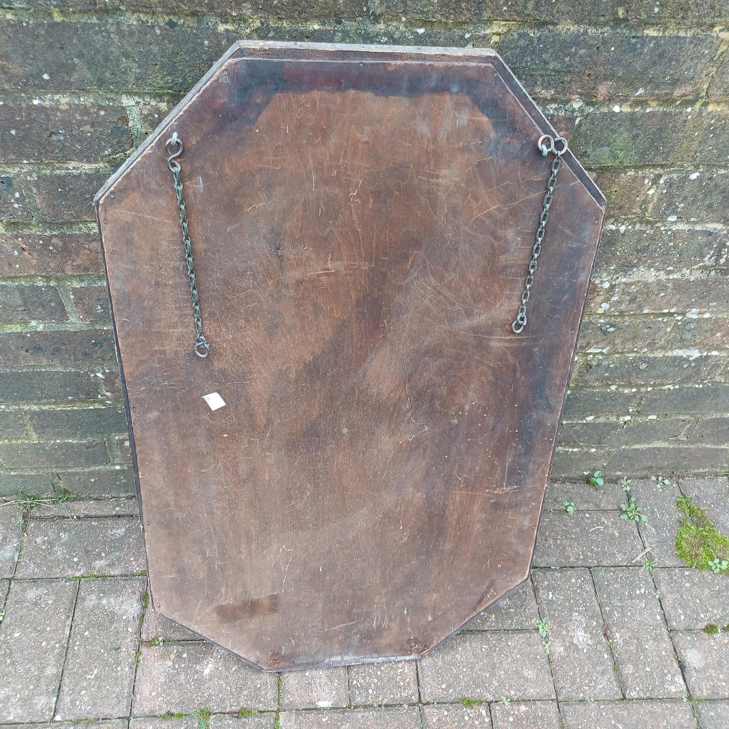 A Superb Unique Upcycled Vintage 1920s Painted Oak Mirror with Amazing Aged Glass
