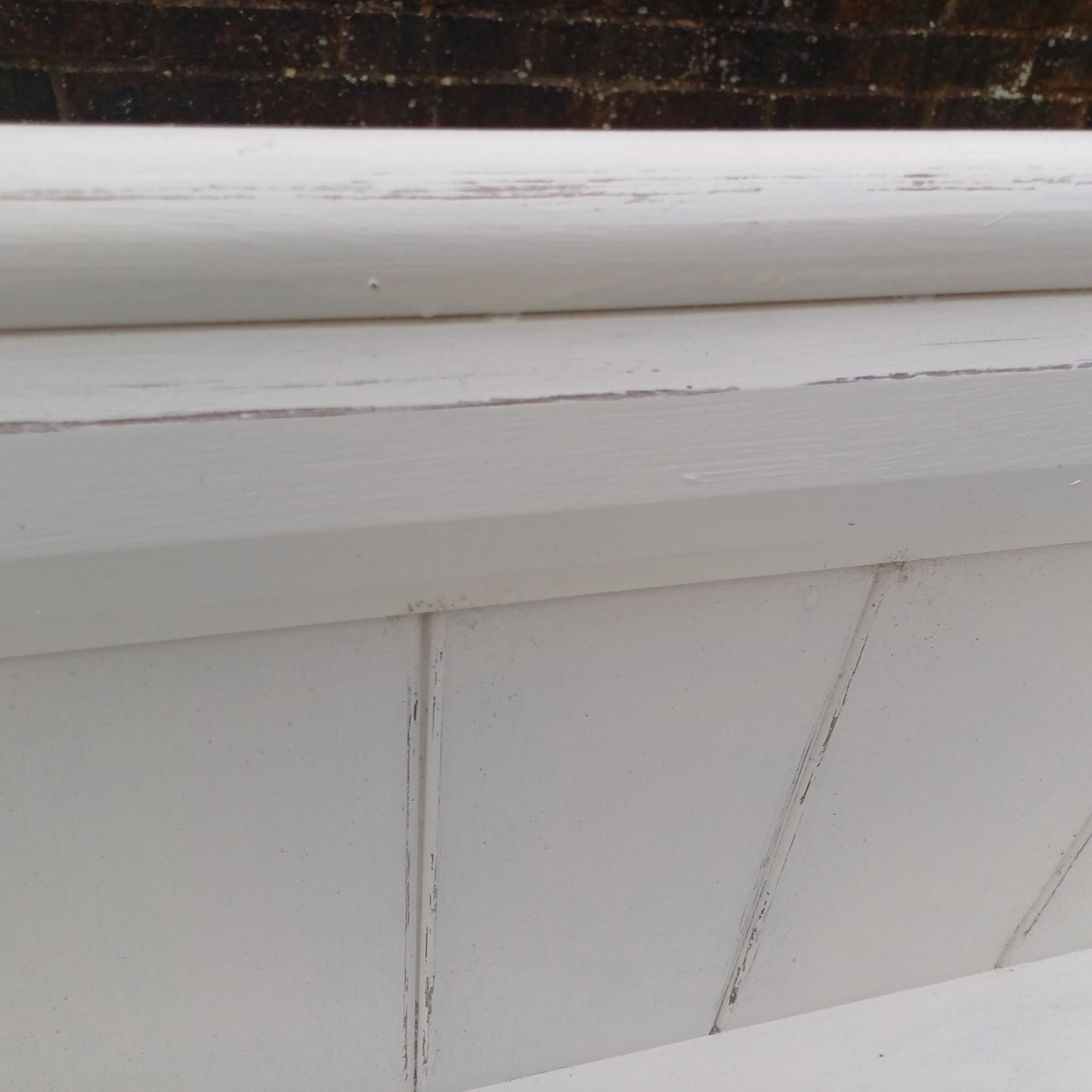 Superb Vintage Victorian Painted Rustic Pew Bench in Farrow and Ball White
