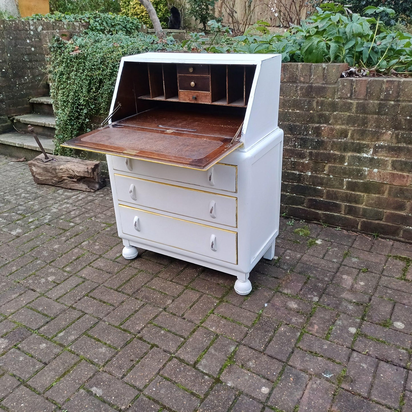 Vintage Retro Style Painted Bureau in Farrow and Ball Desk Chest of Drawers. Restored and Hand Finished FREE HAND Delivery