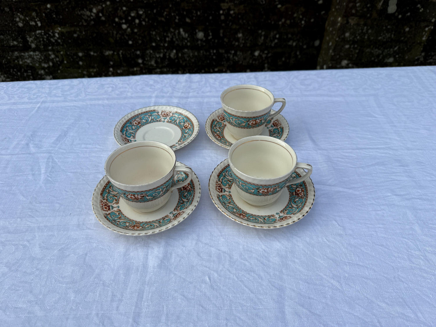 Vintage Tea Service by Johnson Bros, Old English China Floral, Cups Saucers Side Plates Milk Jug Bowl Cake Plate - super tea set 31 pieces