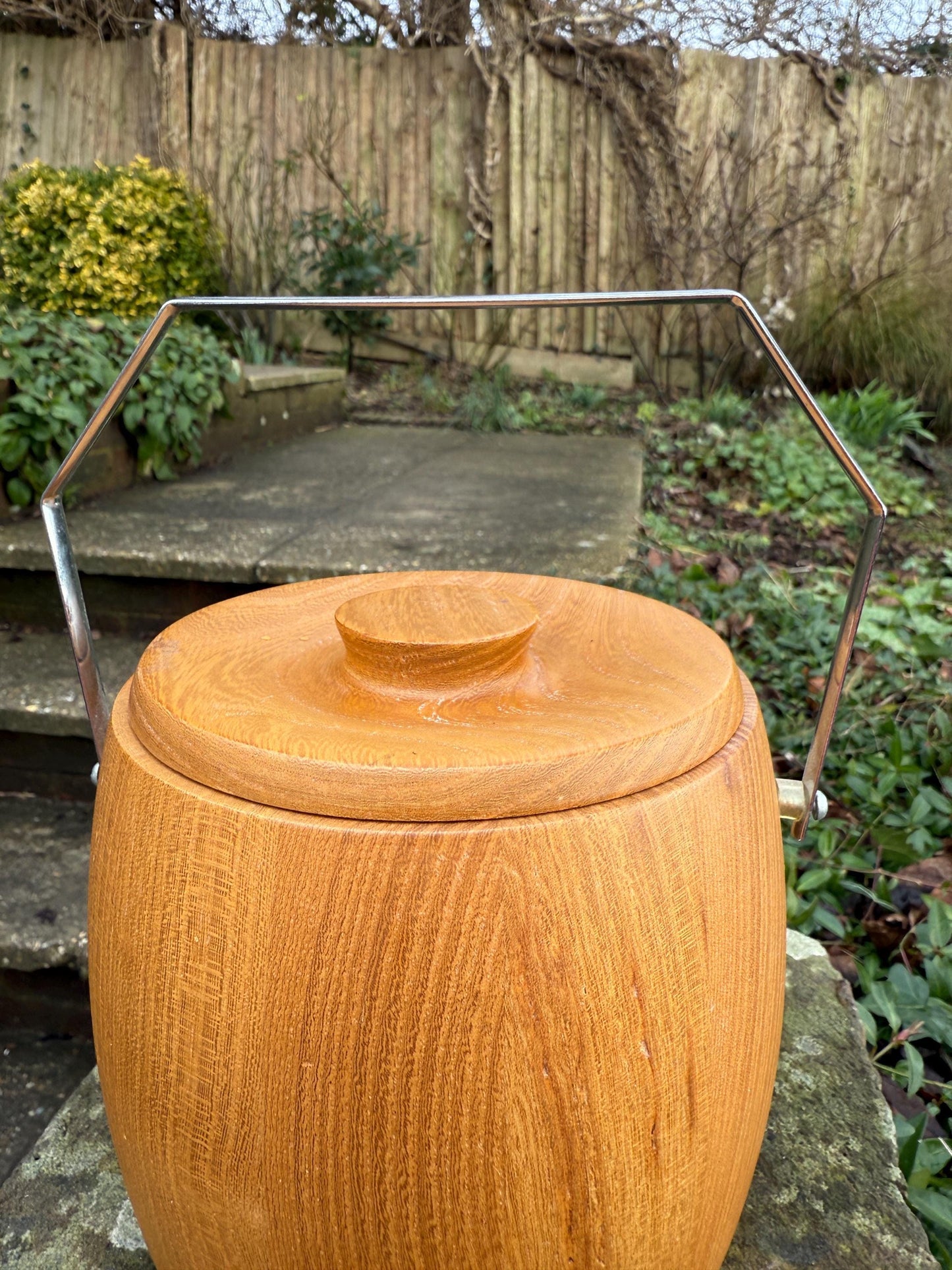Retro mid-century - 1960s original wooden ice bucket - excellent condition, Fen ware, Made in England, bar ware, drinks