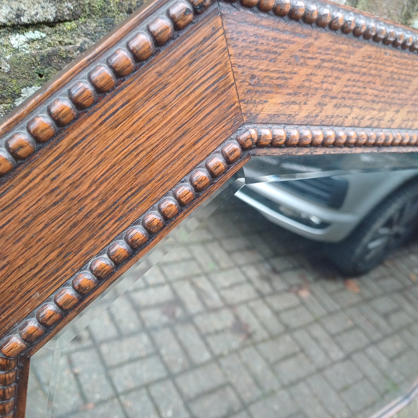 Huge Vintage 1920s Superior Oak Hexagonal Mirror. Bevelled Glass in VGC. FREE HAND Delivery