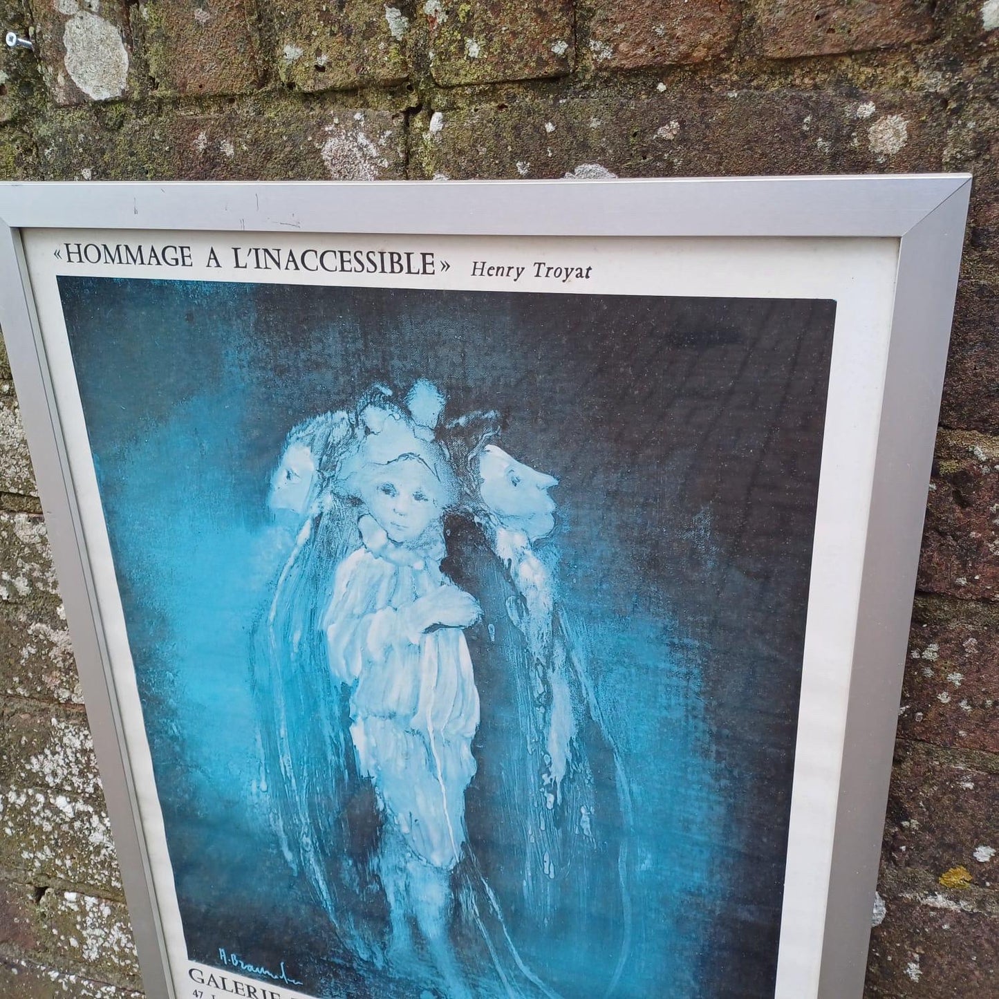 1977 vintage poster for a Braunecker exhibition in Cannes, Gakeria Des Etats Unis, Androuchka, in retro frame
