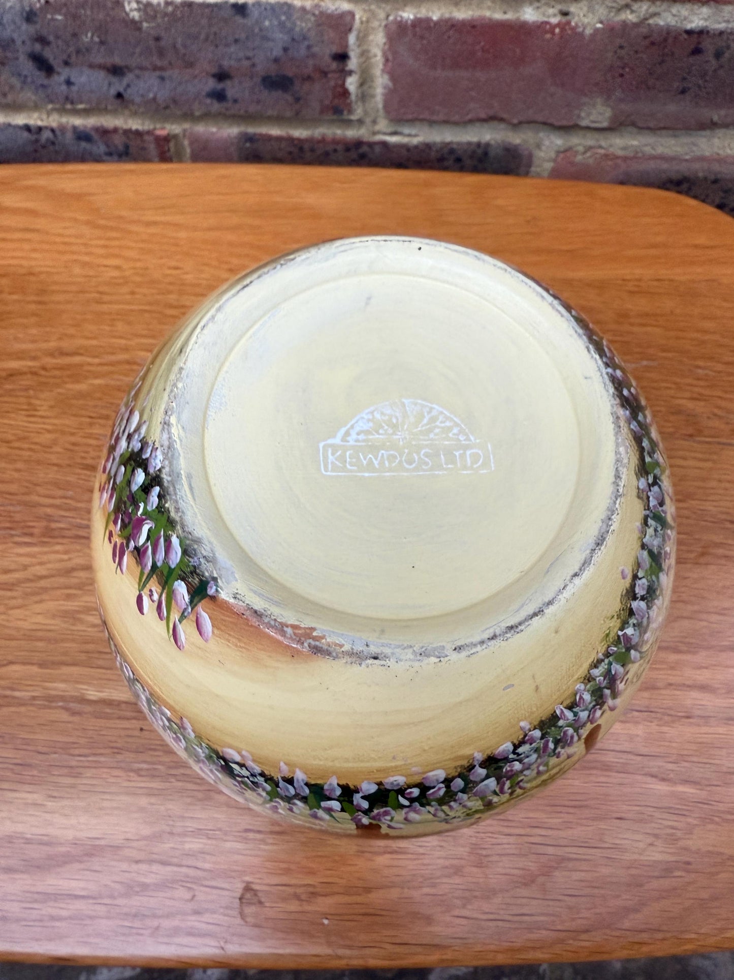 Kewdos Retro Quality Indoor Planter, pottery plant pot, jardiniere - hand painted forest and flowers on it, from West Sussex