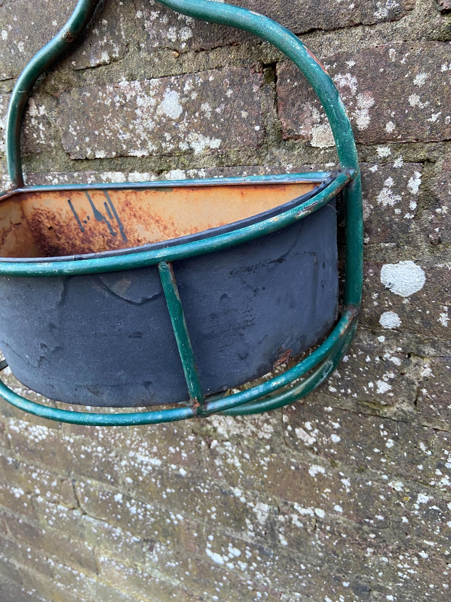 Unique Vintage Planter - Fire Hose Tap and Metal Basket - wall plant basket, outdoor planter, plant pot