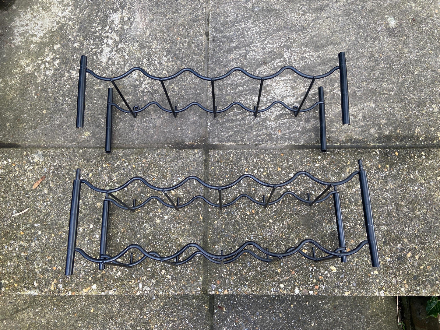 Retro 1970s plastic and metal wine rack for up to 15 bottles of wine - surface or wall mounted, Auriol style