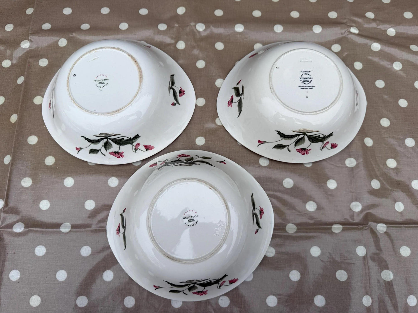 Wedgwood Vintage Retro ‘Mayfield’ 1950s/60’s Dinner Service Pink Poppies and Ruby Red border