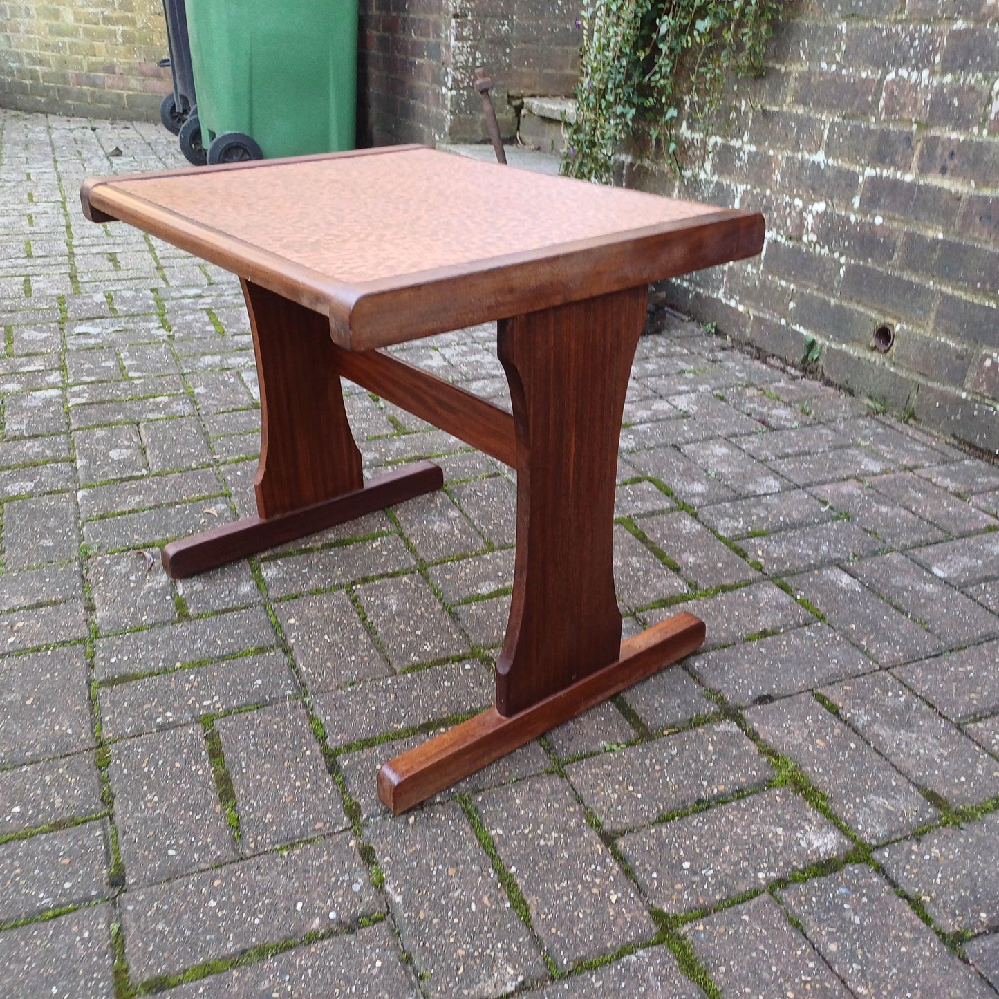 Vintage Retro 1970s Teak Coffee Table with Electroplated Copper Top – Mid-Century Modern Statement Piece
