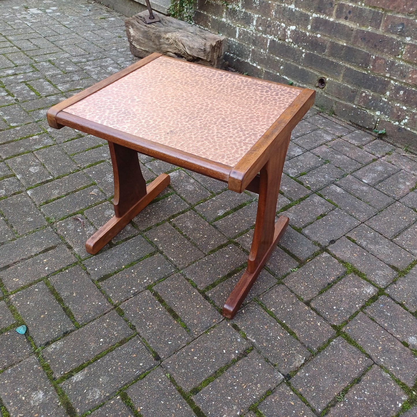 Vintage Retro 1970s Teak Coffee Table with Electroplated Copper Top – Mid-Century Modern Statement Piece