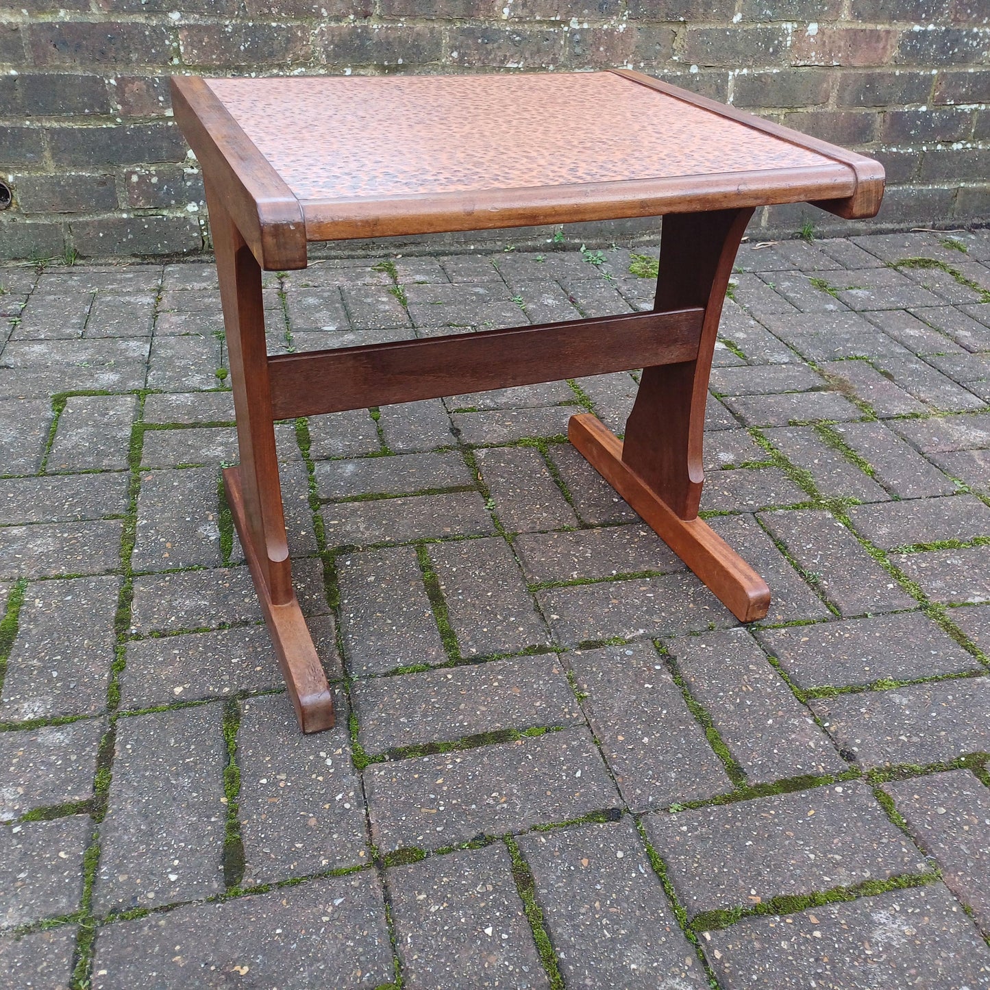 Vintage Retro 1970s Teak Coffee Table with Electroplated Copper Top – Mid-Century Modern Statement Piece