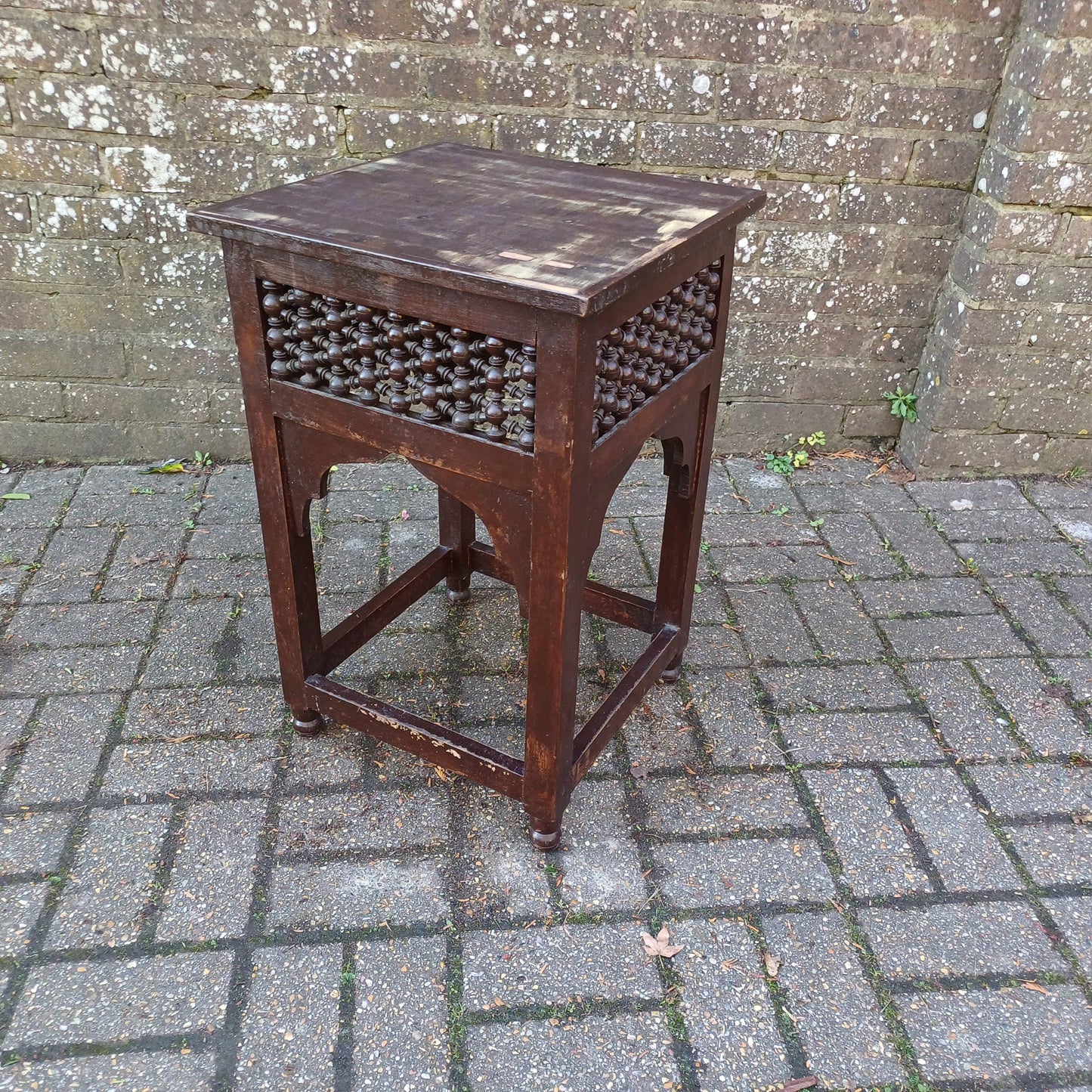 Rustic Vintage 1920s Benares Style Side Table – Bohemian Far East-Inspired Furniture for Multiple Uses