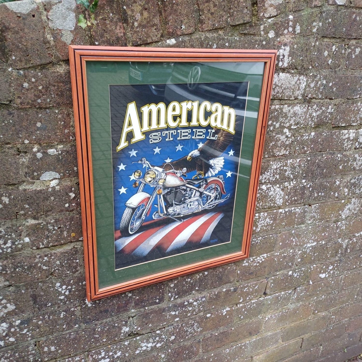 Vintage Harley Davidson's "American Steel" classic 1990s print - professionally framed, printed by WildSide