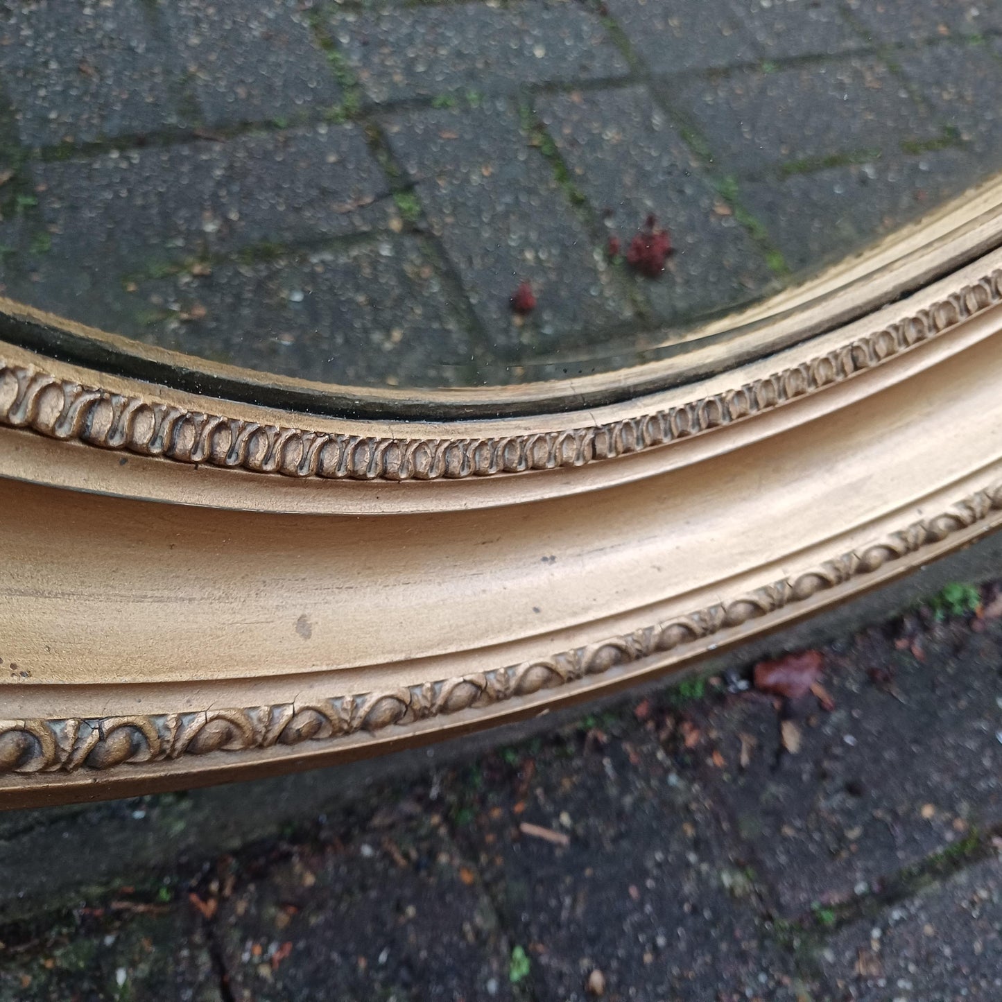 Huge Imposing Gold Gilt Vintage Late Victorian Oval Mirror FREE HAND Delivery.