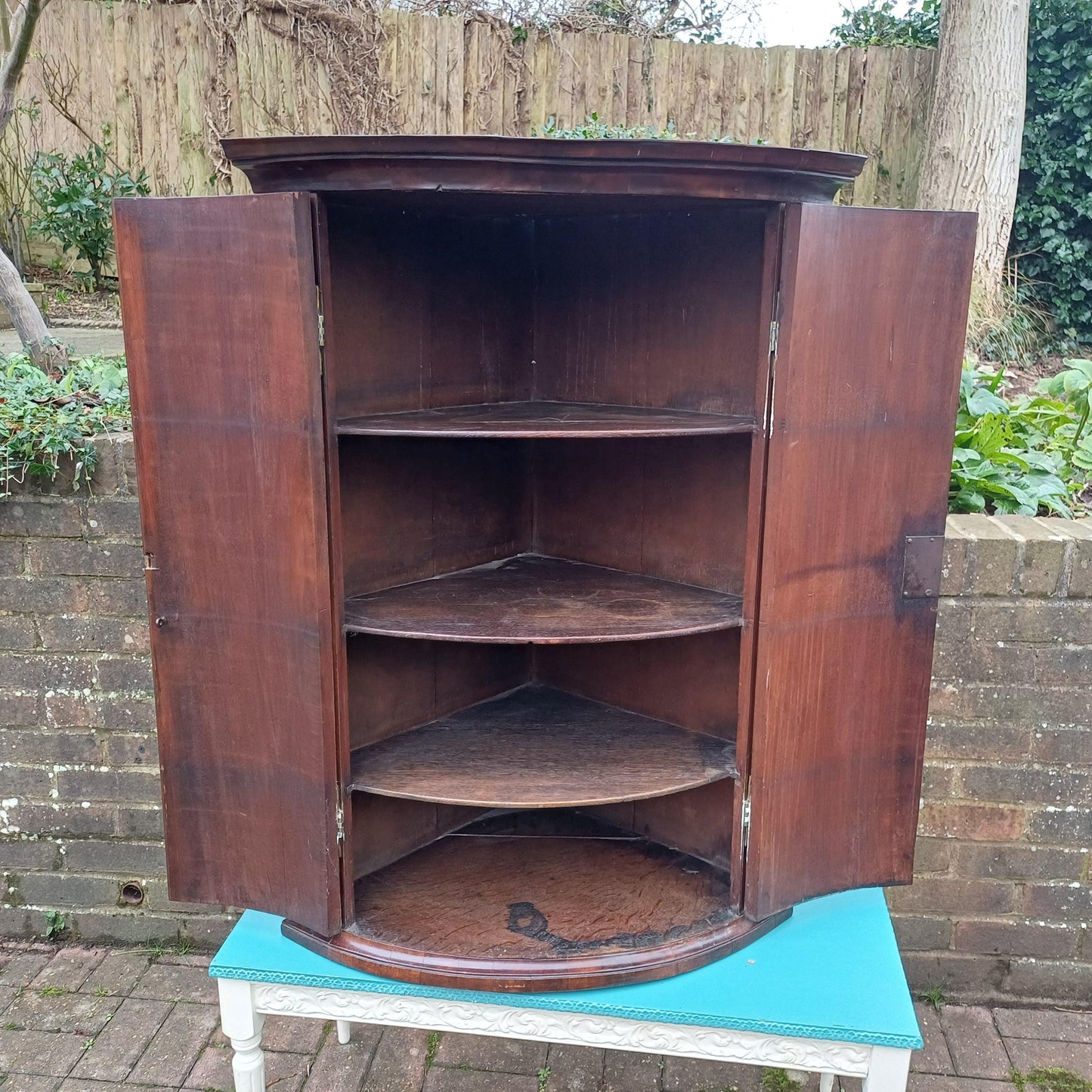Vintage Early Victorian Mahogany Large Corner Cupboard Curved Front Superb Craftsmanship FREE HAND Delivery